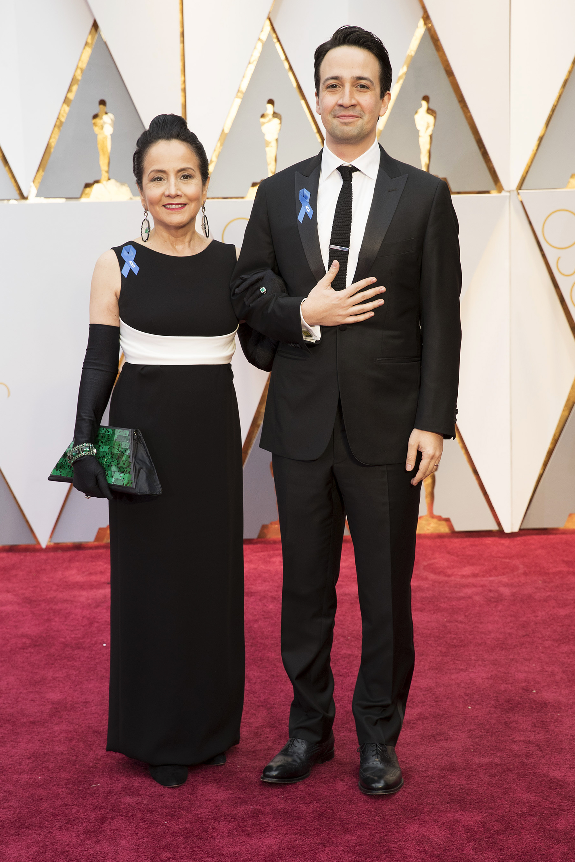 Luz Towns-Miranda and Lin-Manuel Miranda on the red carpet for the 89th Oscars, on Feb. 26, 2017 in Hollywood, Calif.