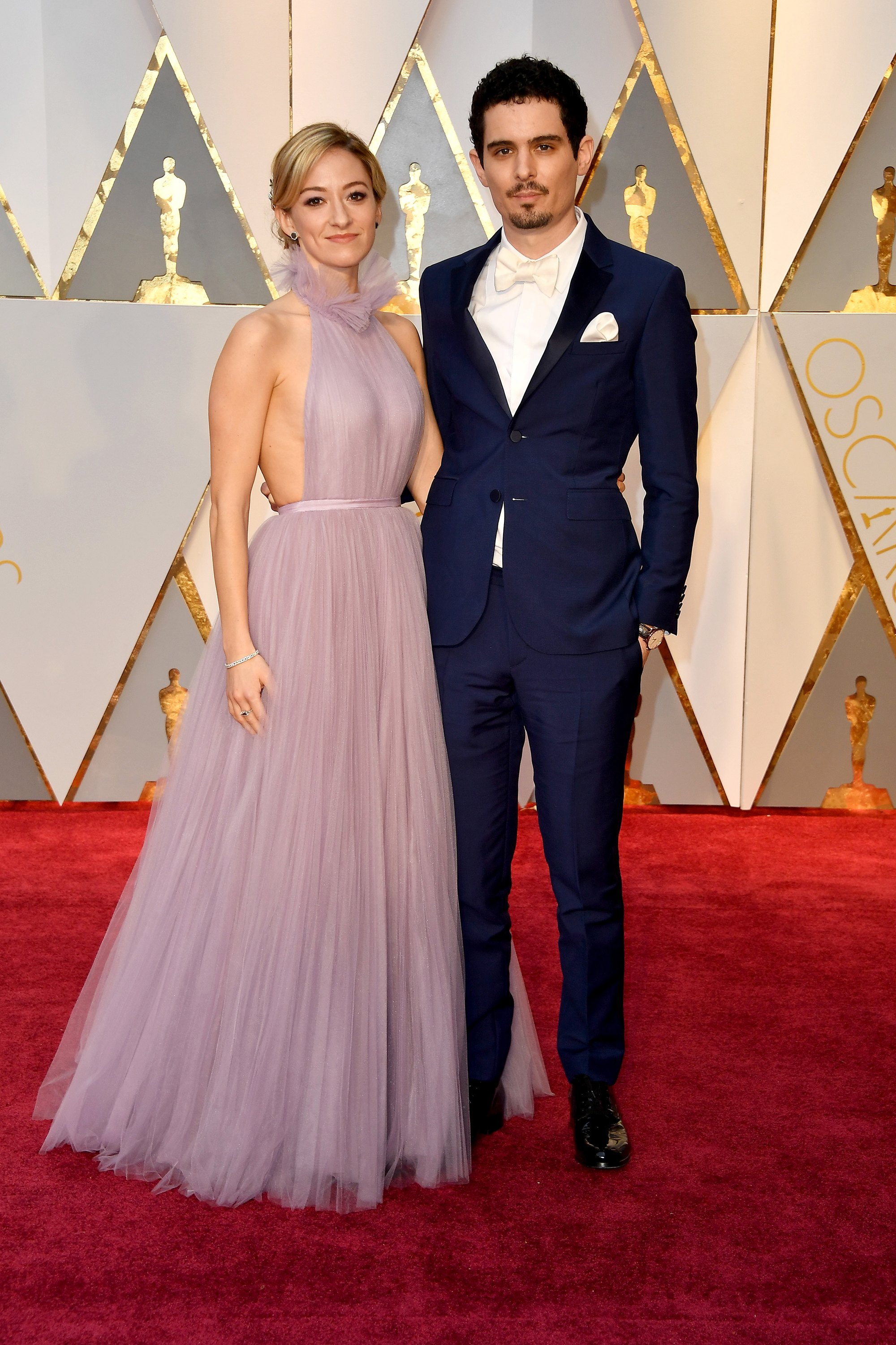 Olivia Hamilton and Damien Chazelle on the red carpet for the 89th Oscars, on Feb. 26, 2017 in Hollywood, Calif.