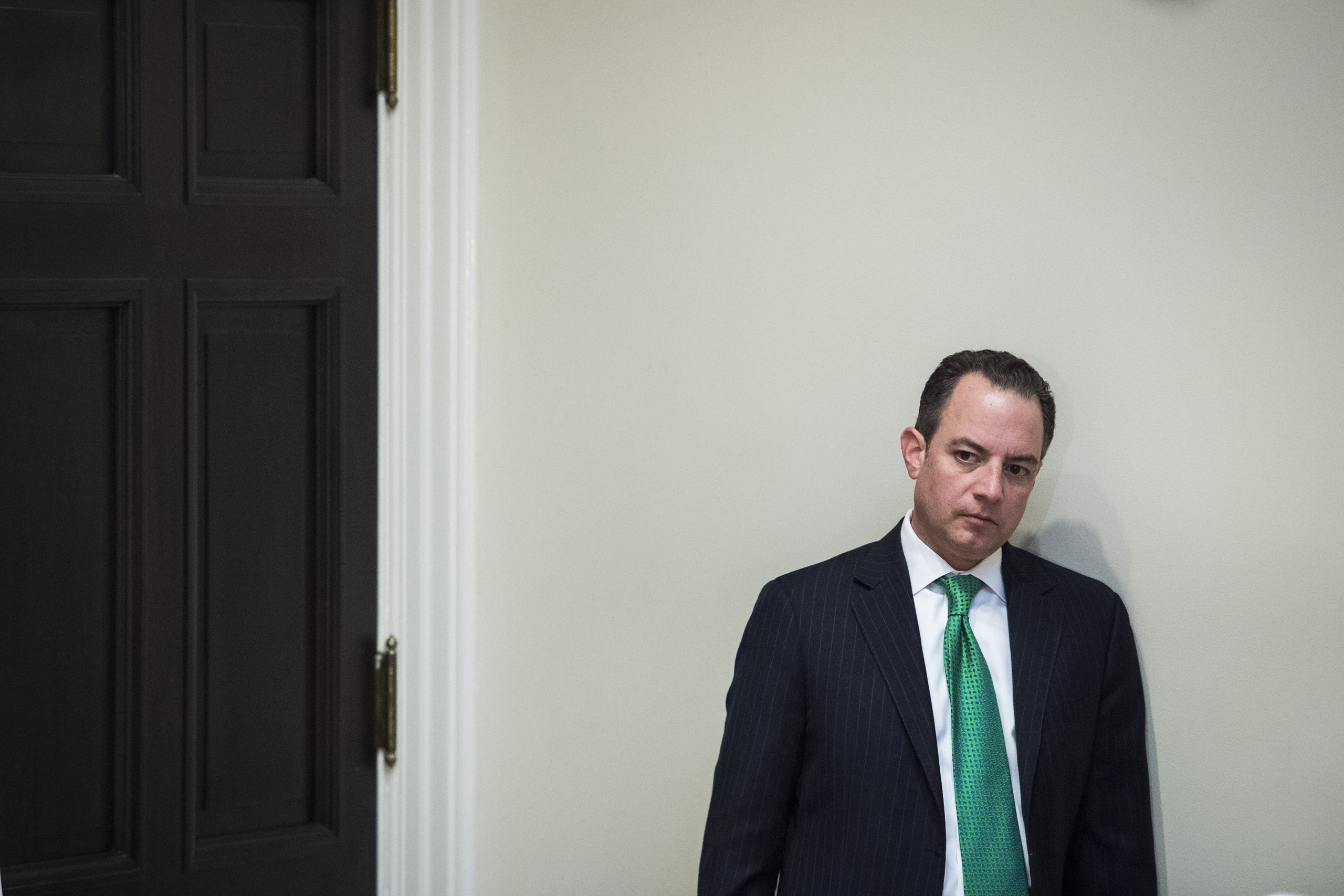 White House Chief of Staff Reince Priebus listens during a meeting with county sheriffs in the Roosevelt Room of the White House in Washington, DC on, Feb. 07, 2017. (Jabin Botsford—The Washington Post/Getty Images)