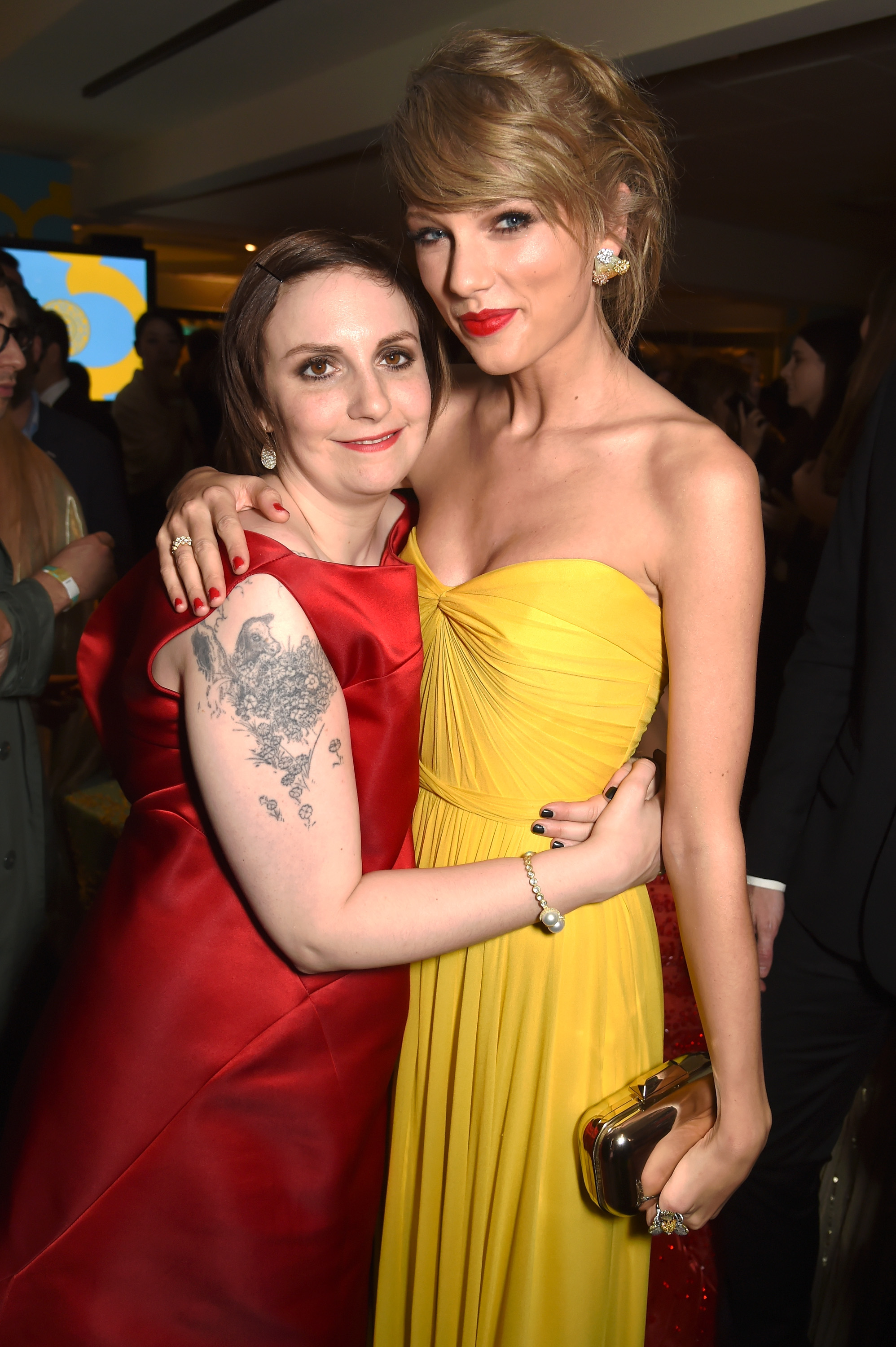 BEVERLY HILLS, CA - JANUARY 11:  Actress/director Lena Dunham (L) and singer/songwriter Taylor Swift attend HBO's Official Golden Globe Awards After Party at The Beverly Hilton Hotel on January 11, 2015 in Beverly Hills, California.  (Photo by Jeff Kravitz/FilmMagic) (Jeff Kravitz—FilmMagic)