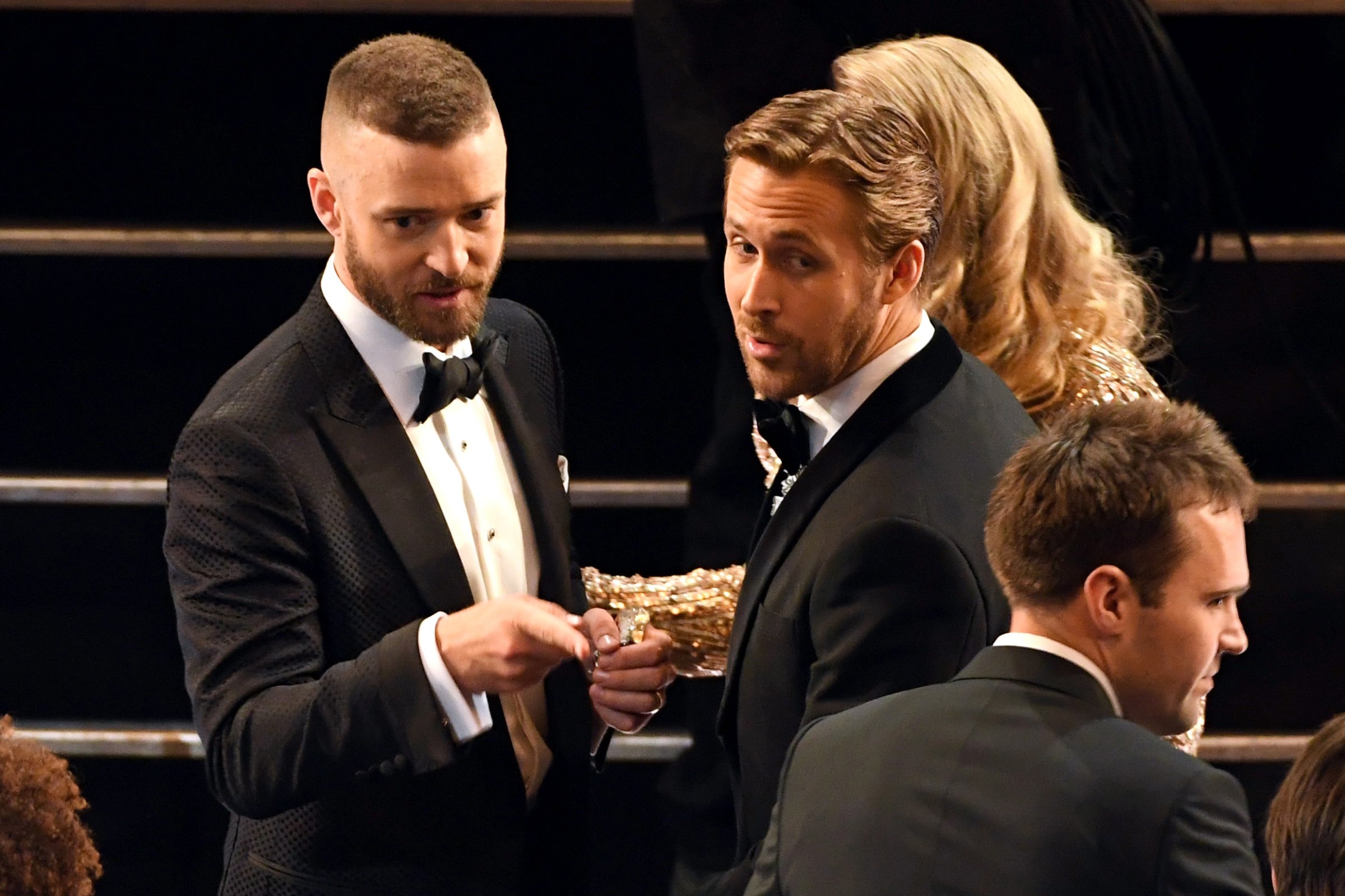 Justin Timberlake and Ryan Gosling during the 89th Annual Academy Awards, on Feb. 26, 2017 in Hollywood, Calif.