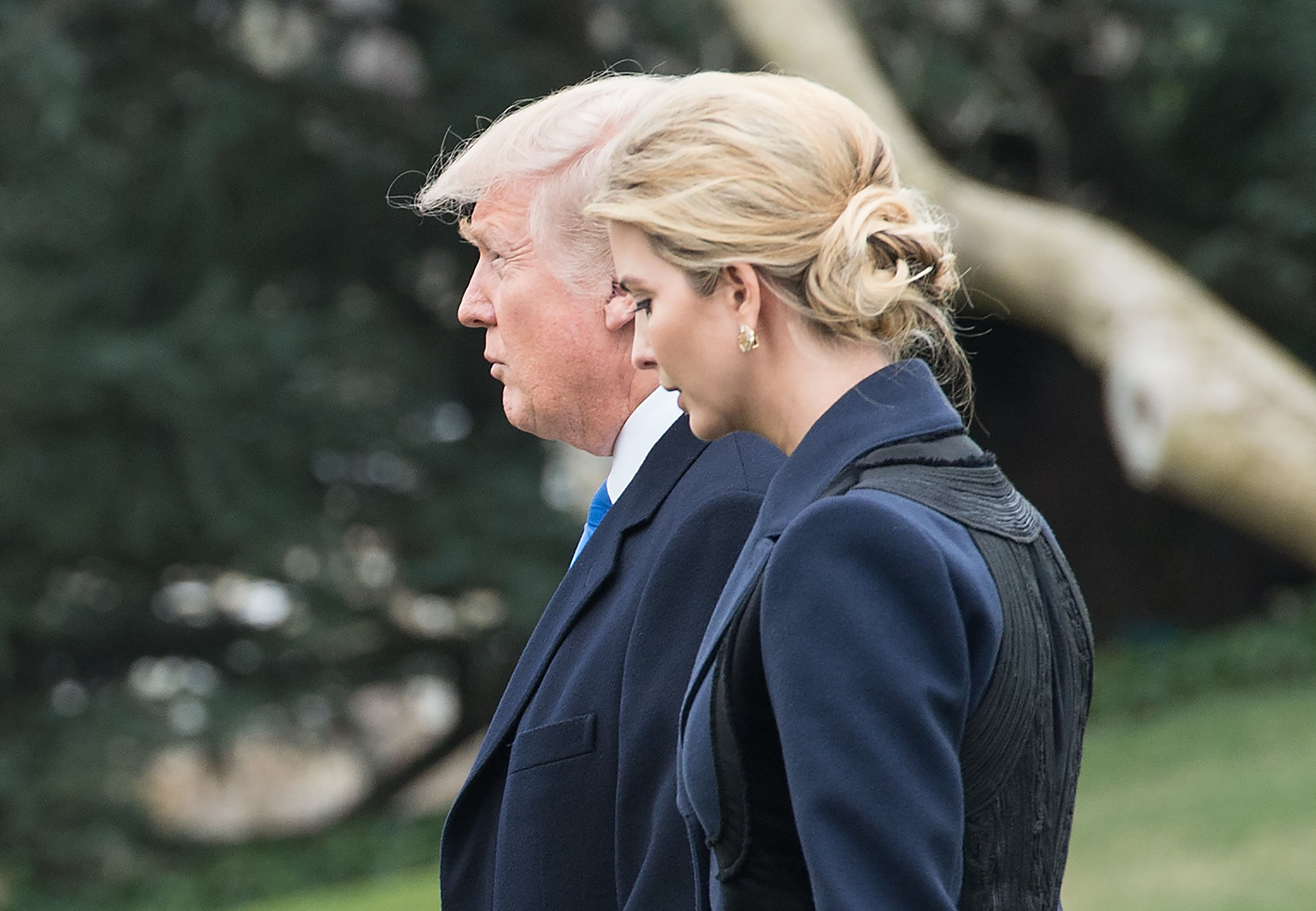 President Donald Trump and his daughter Ivanka walk to board Marine One at the White House in Washington, on Feb. 1, 2017.