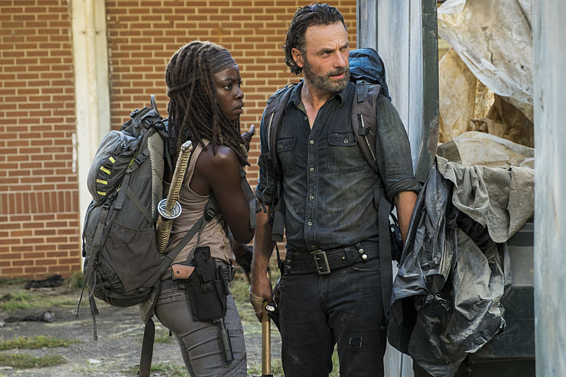 Andrew Lincoln as Rick Grimes, Danai Gurira as Michonne - The Walking Dead Season 7, Episode 12