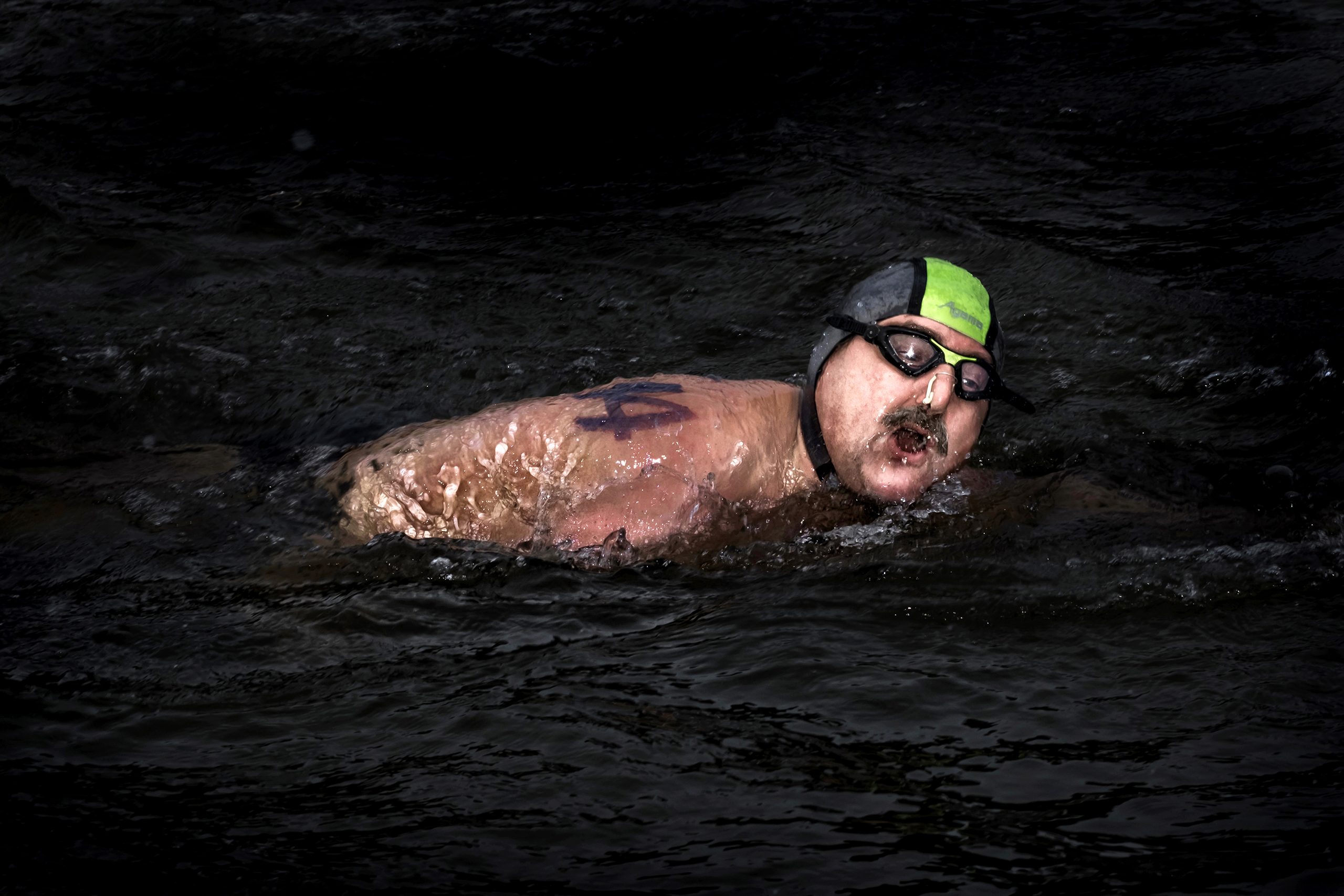 A cold water swimmer in a pond in Náchod, in the Czech Republic, on Jan. 14 2017.