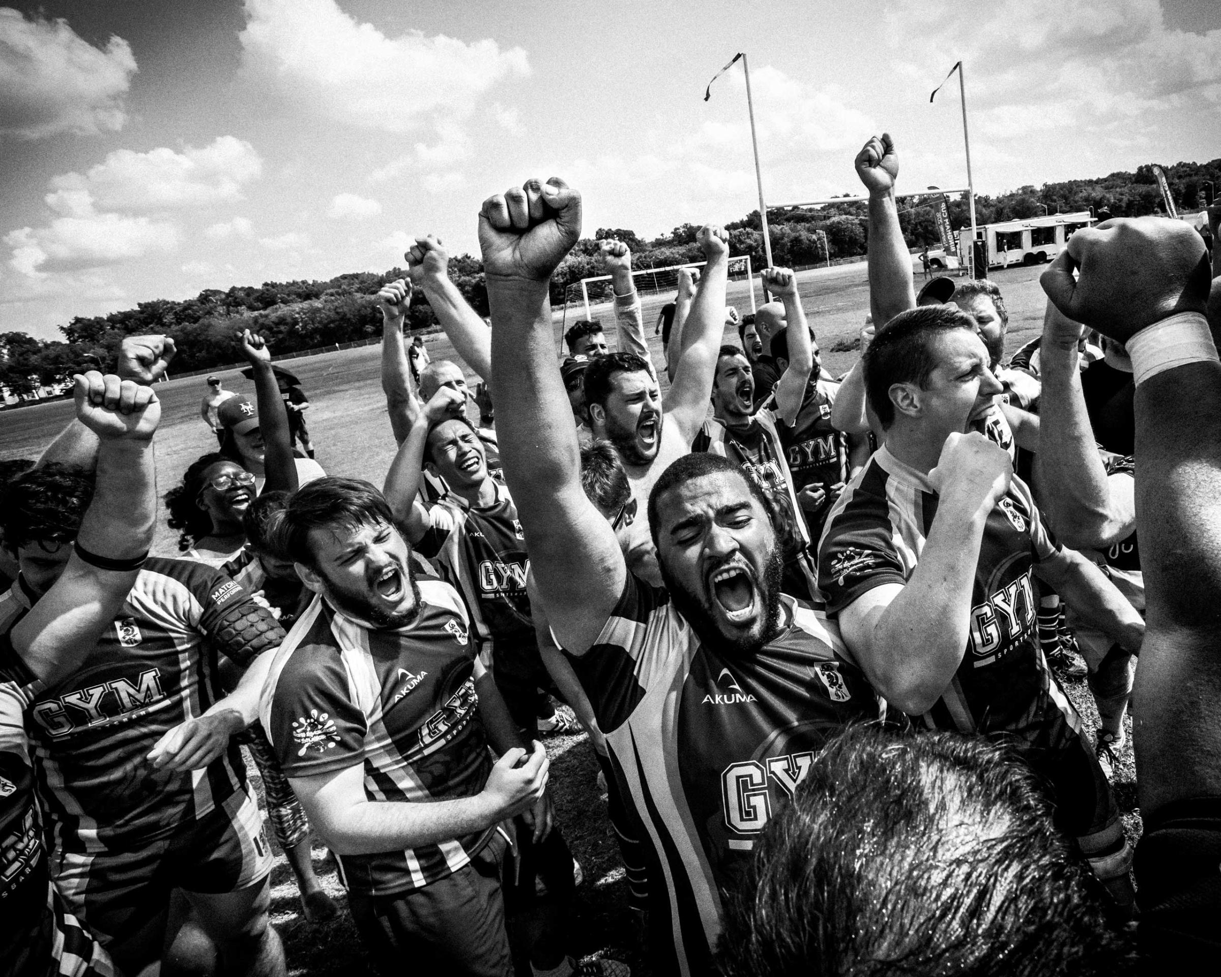 The New York Gotham Knights players celebrate their Bingham Plate win over the London King's Cross Steelers on Sunday May 29, 2016, at the Ted Rhodes Park, in Nashville, Tennessee. New York edged London 14-12. The Gotham Knights were established back in 2001, after September 11, when Mark Bingham, the former gay rugby player after whom the cup is named, and New York Gotham Knights virtual founder, gave his life as a hero on board of the flight United 93. Muddy York Rugby Football Club looks at the Gotham Knights as a true model in terms of players development, growth and inclusiveness.