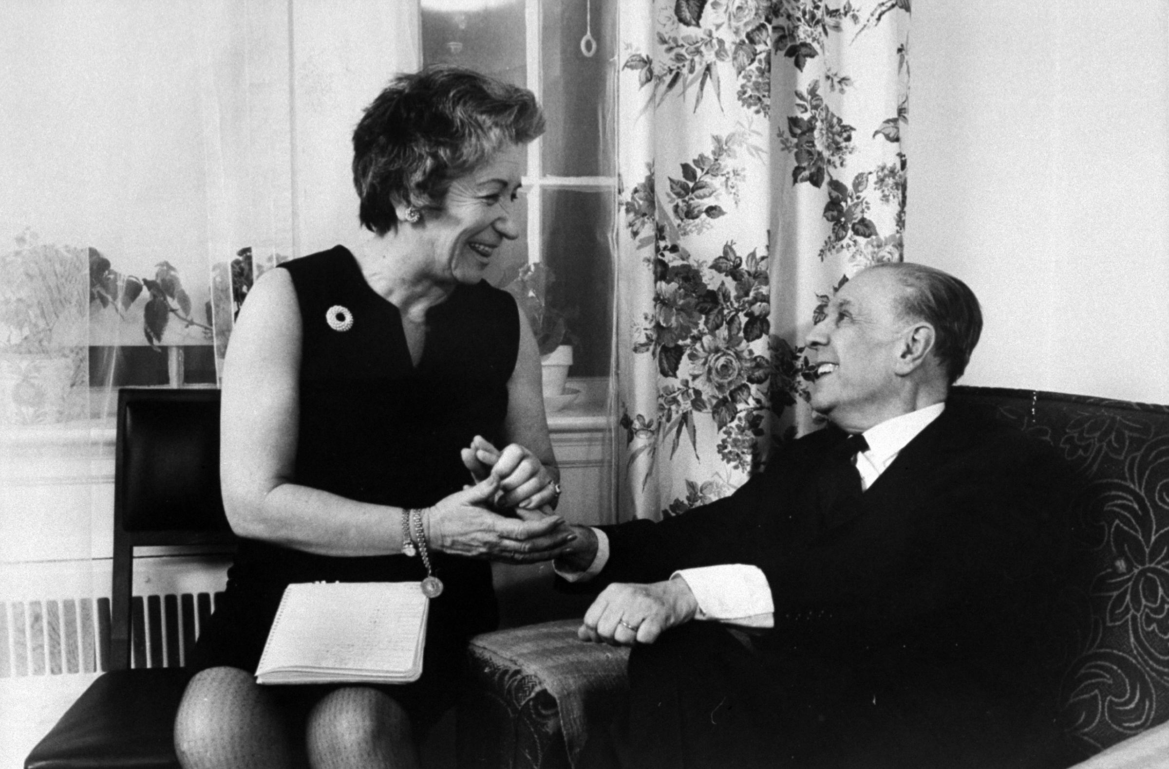 Poet Jorge Luis Borges and his wife, 1968.