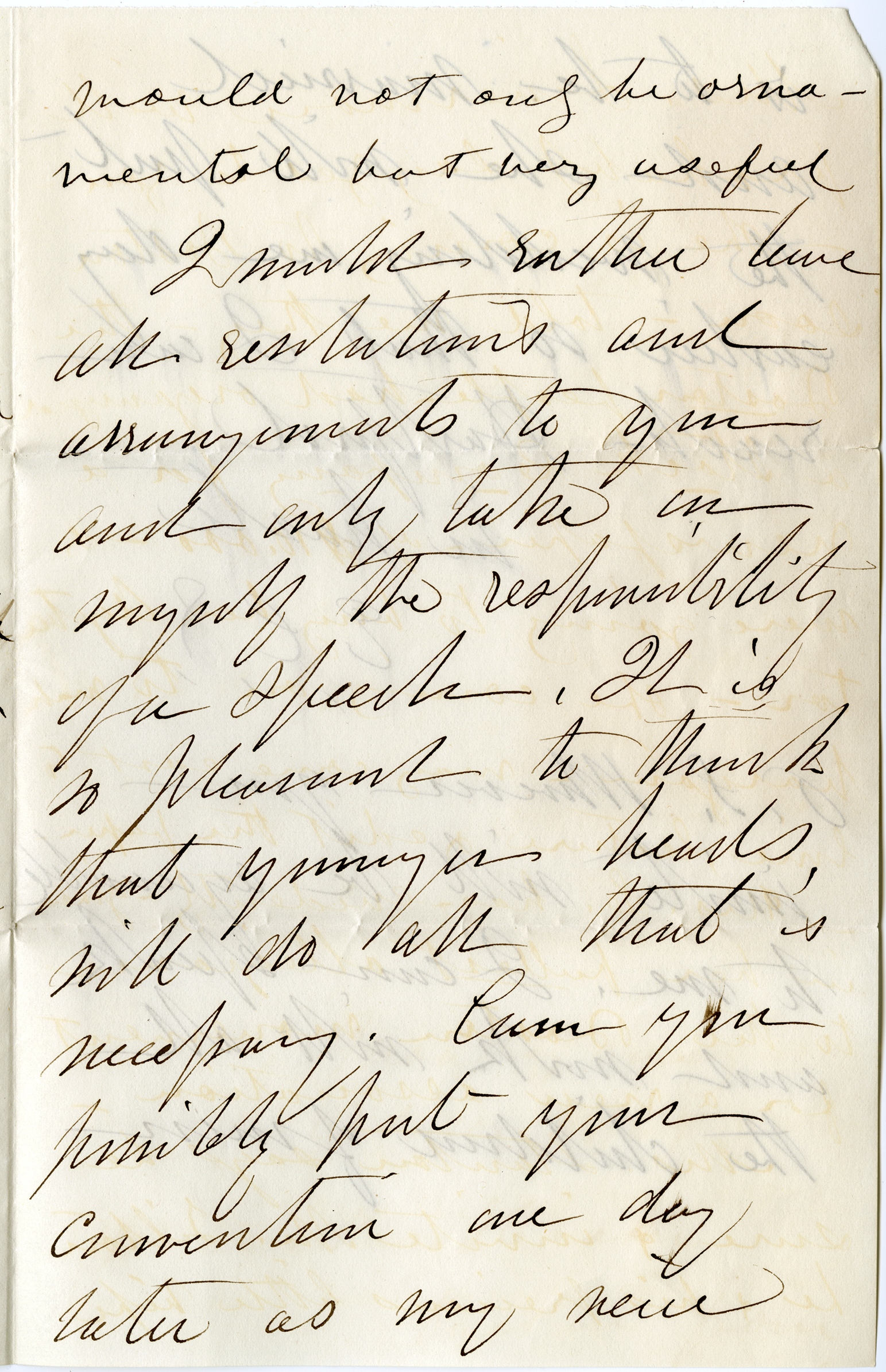 The 3rd page of a letter from Susan B. Anthony to Isabella Beecher Hooker