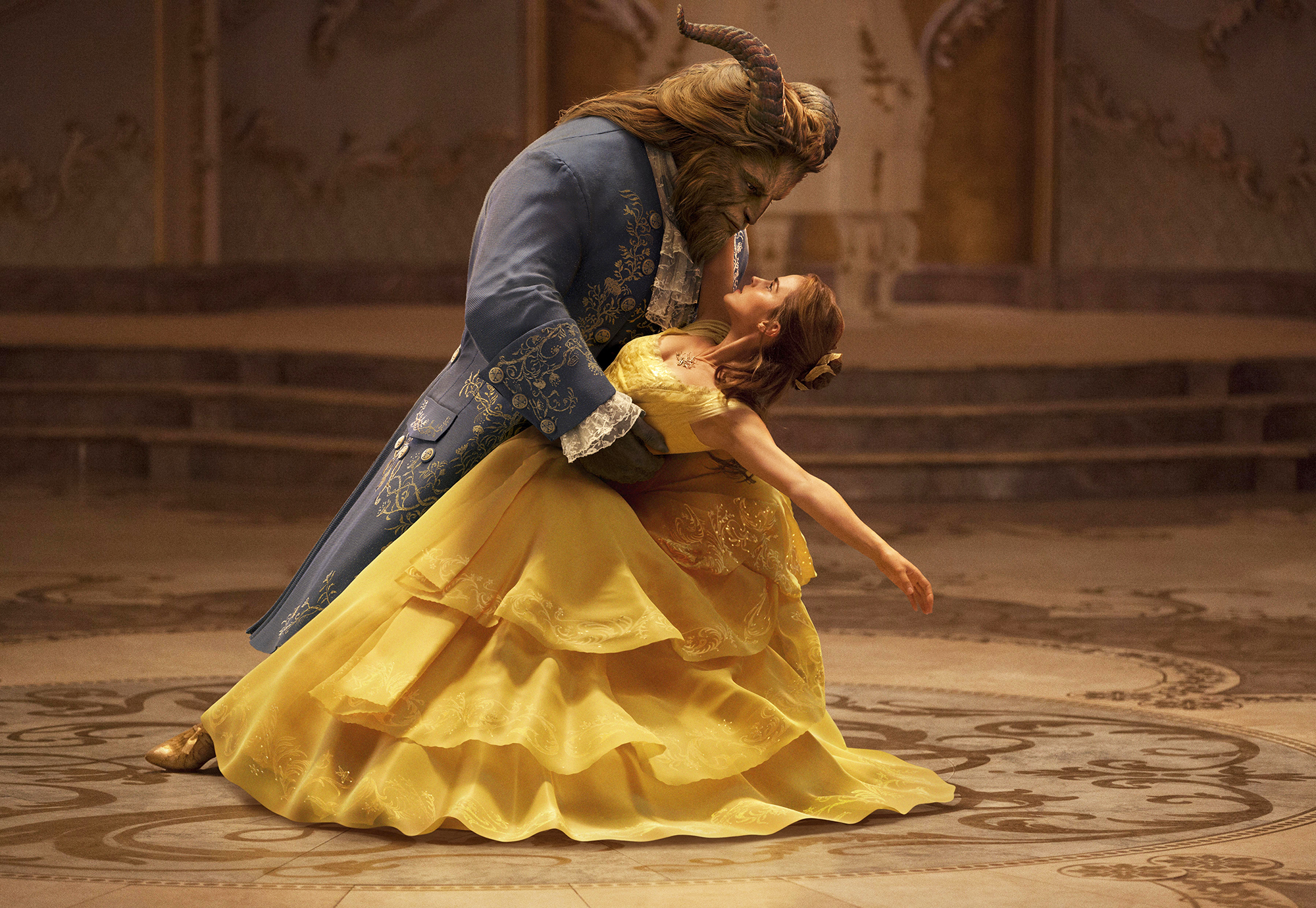 Dan Stevens as The Beast, left, and Emma Watson as Belle in the live-action adaptation of <i>Beauty and the Beast</i>. (Disney/AP)