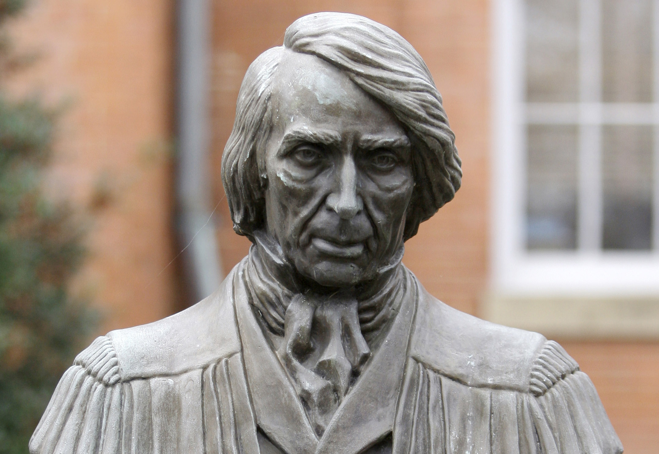 A statue of Supreme Court Chief Justice Roger Brooke Taney is displayed in front of City Hall, in Frederick, Md. (Rob Carr—AP)