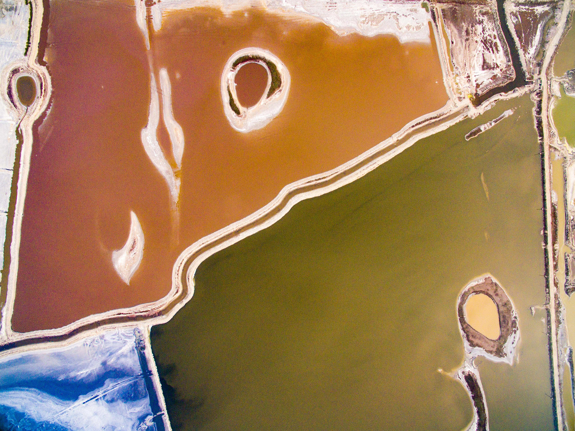 An aerial view of a world-renowned inland salt lake known as the "Dead Sea of China" in Yuncheng, Shanxi Province, on March 20, 2017.