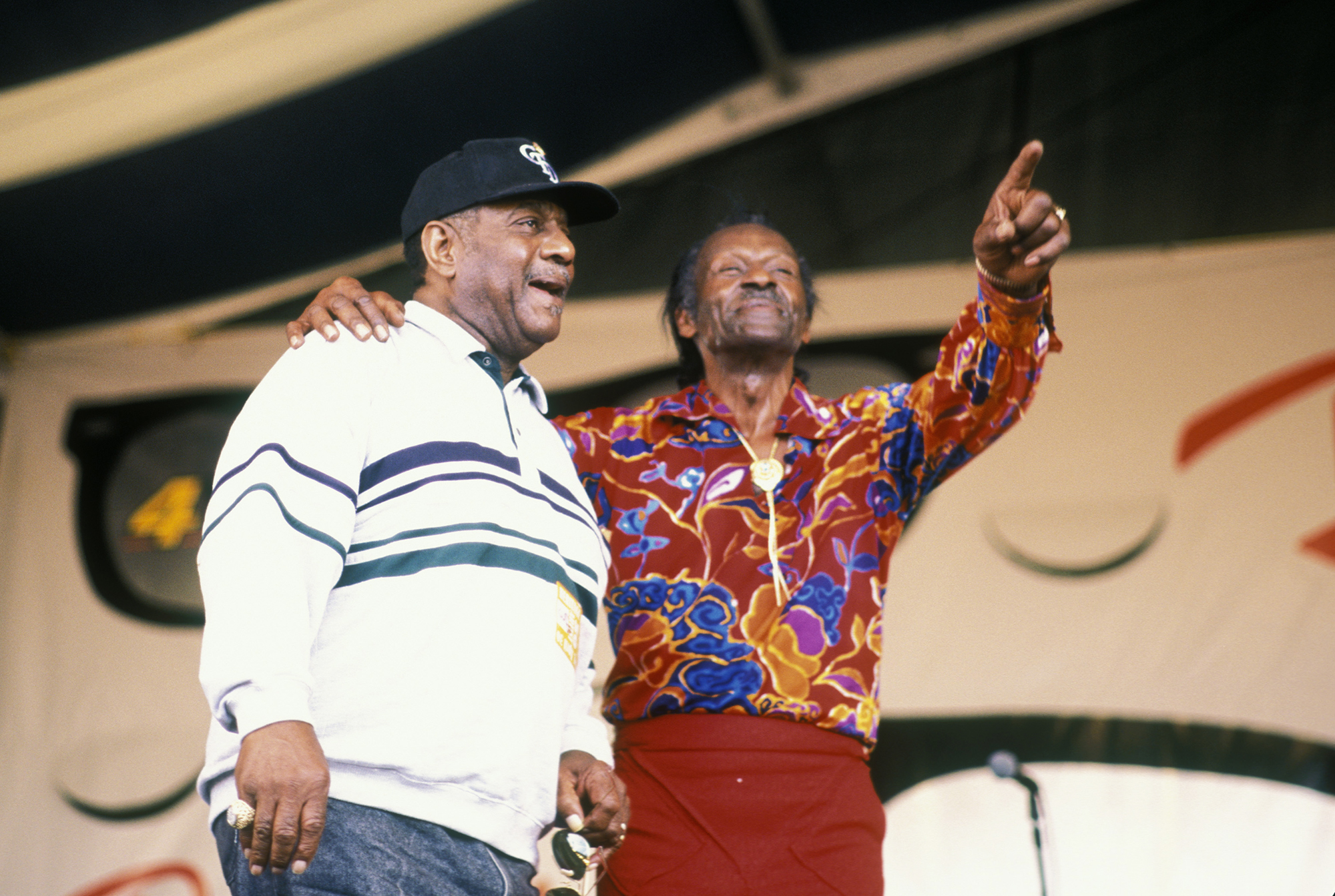 Chuck Berry and longtime pianist Johnnie Johnson at the New Orleans Jazz Festival in New Orleans, La., on April 30, 1995