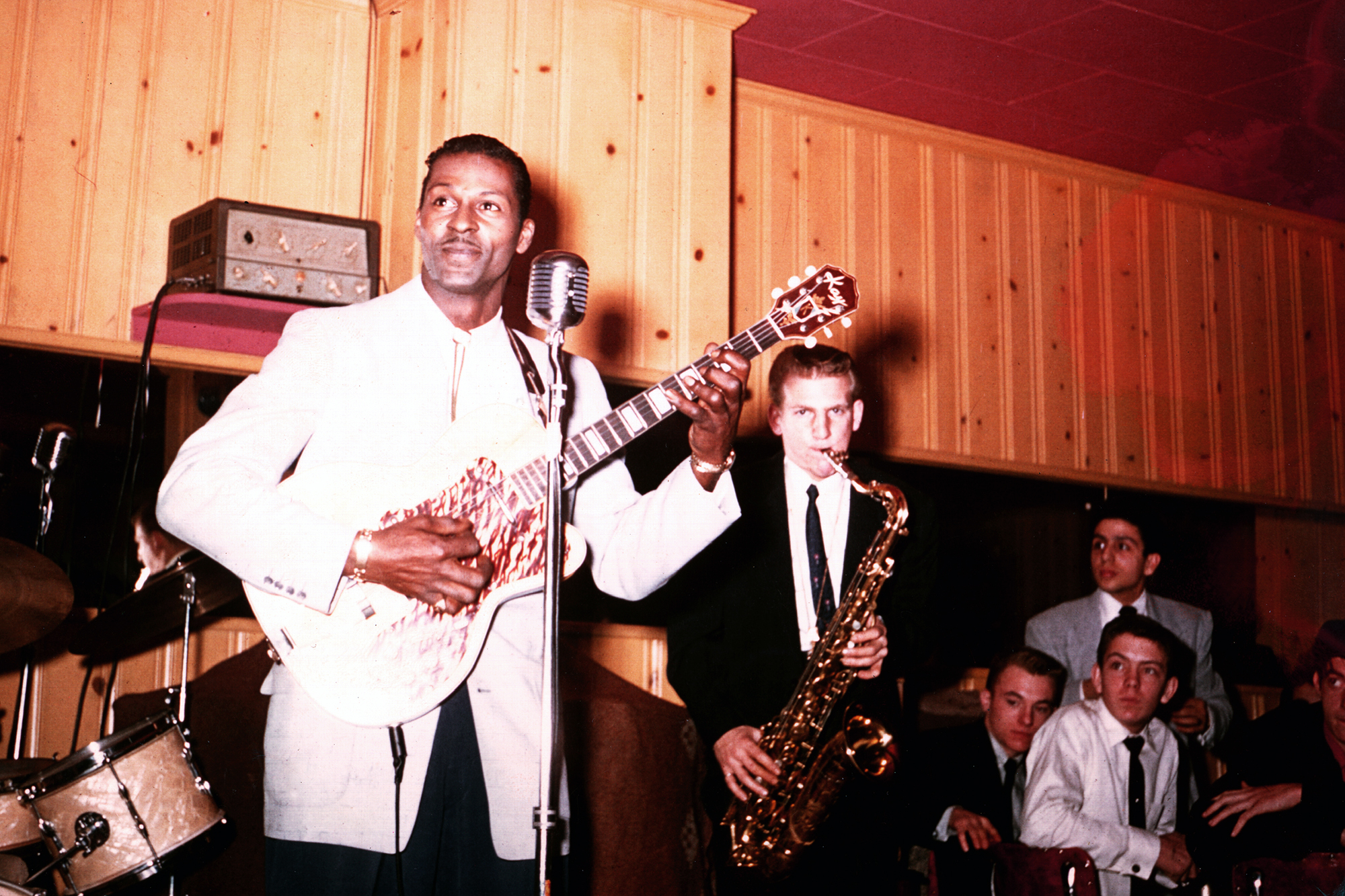 Chuck Berry performs with his band c. 1956.
