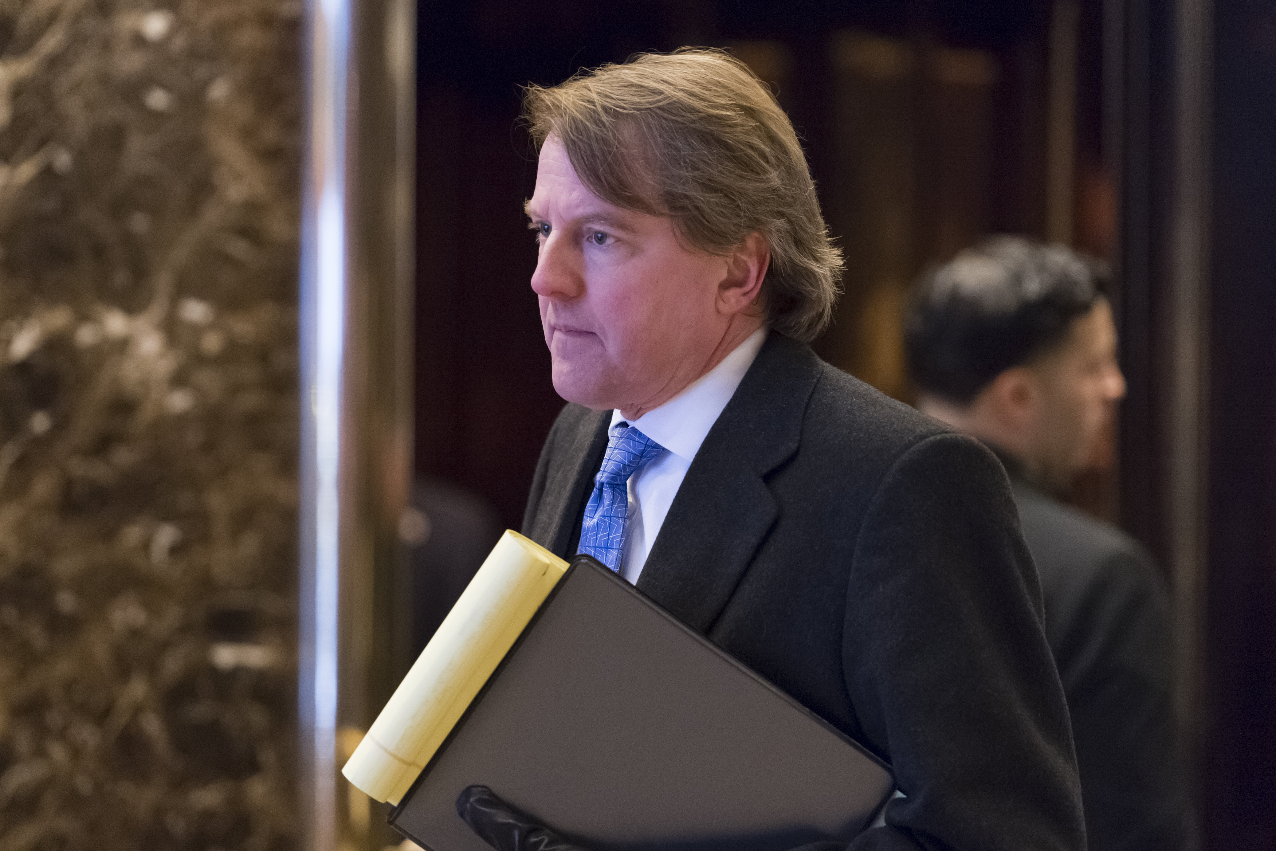 Attorney and United States Federal Election Commission member Don McGahn is seen in the lobby of Trump Tower in New York on Jan. 9, 2017. (Albin Lohr-Jones—Zuma Press)