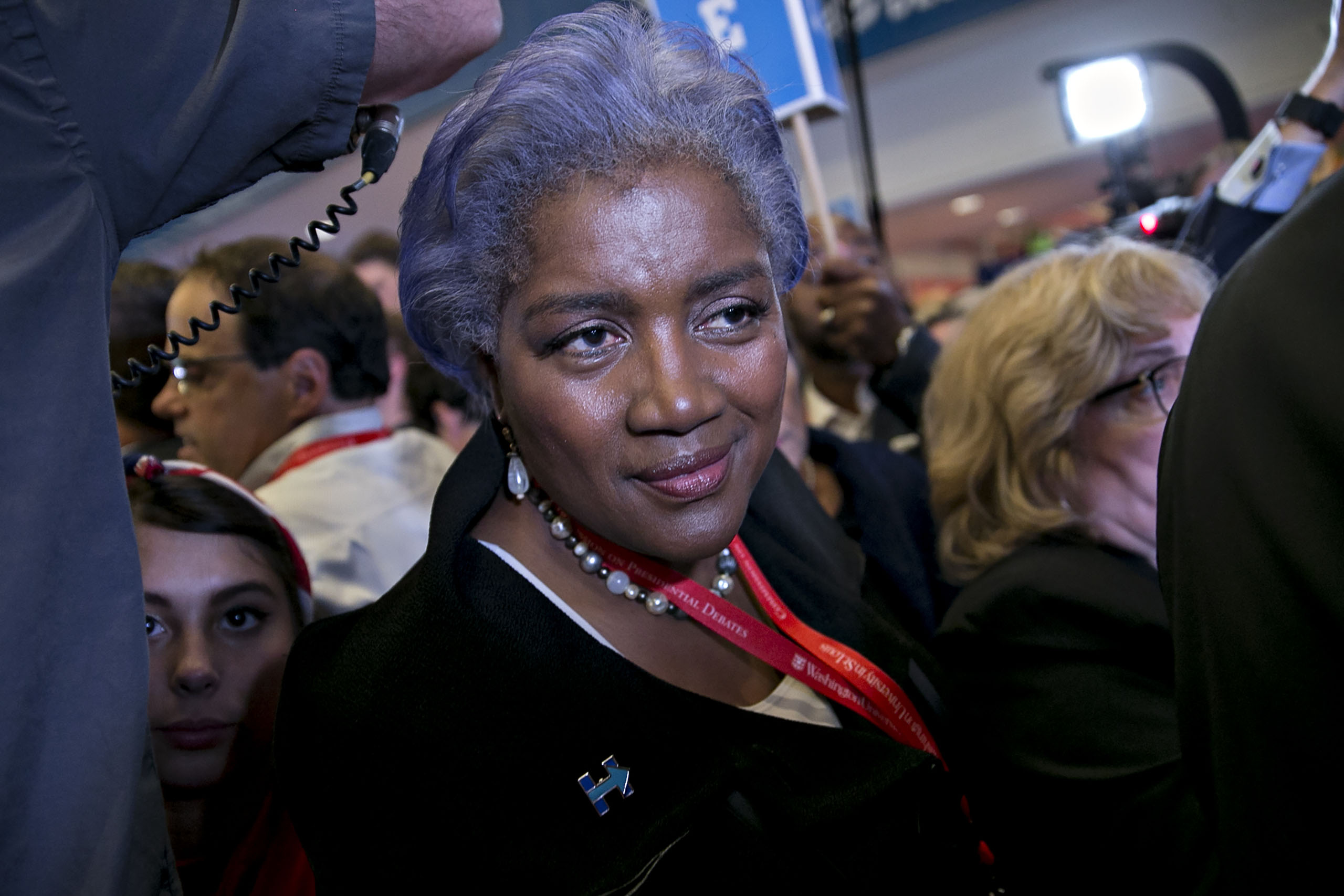 Donna Brazile, vice chair of the Democratic National Committee (DNC), walks through the spin room after the second U.S. presidential debate at Washington University in St. Louis, Missouri, U.S., on Oct. 9, 2016. (Andrew Harrer—Bloomberg/Getty Images)