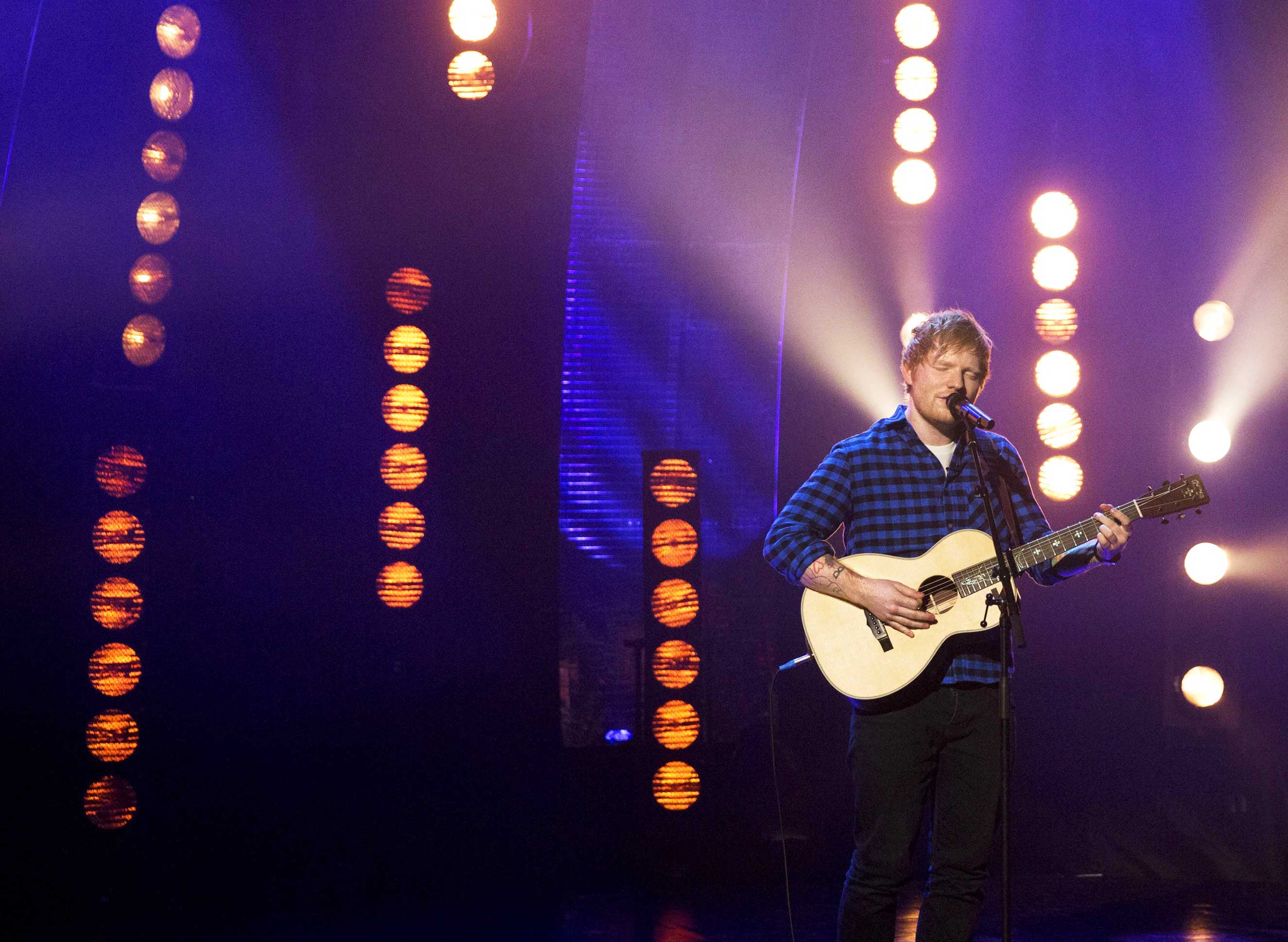 Ed Sheeran performs during the filming of the Graham Norton Show at The London Studios, South London on Thursday January 19, 2017. (Isabel Infantes—PA Wire/AP)