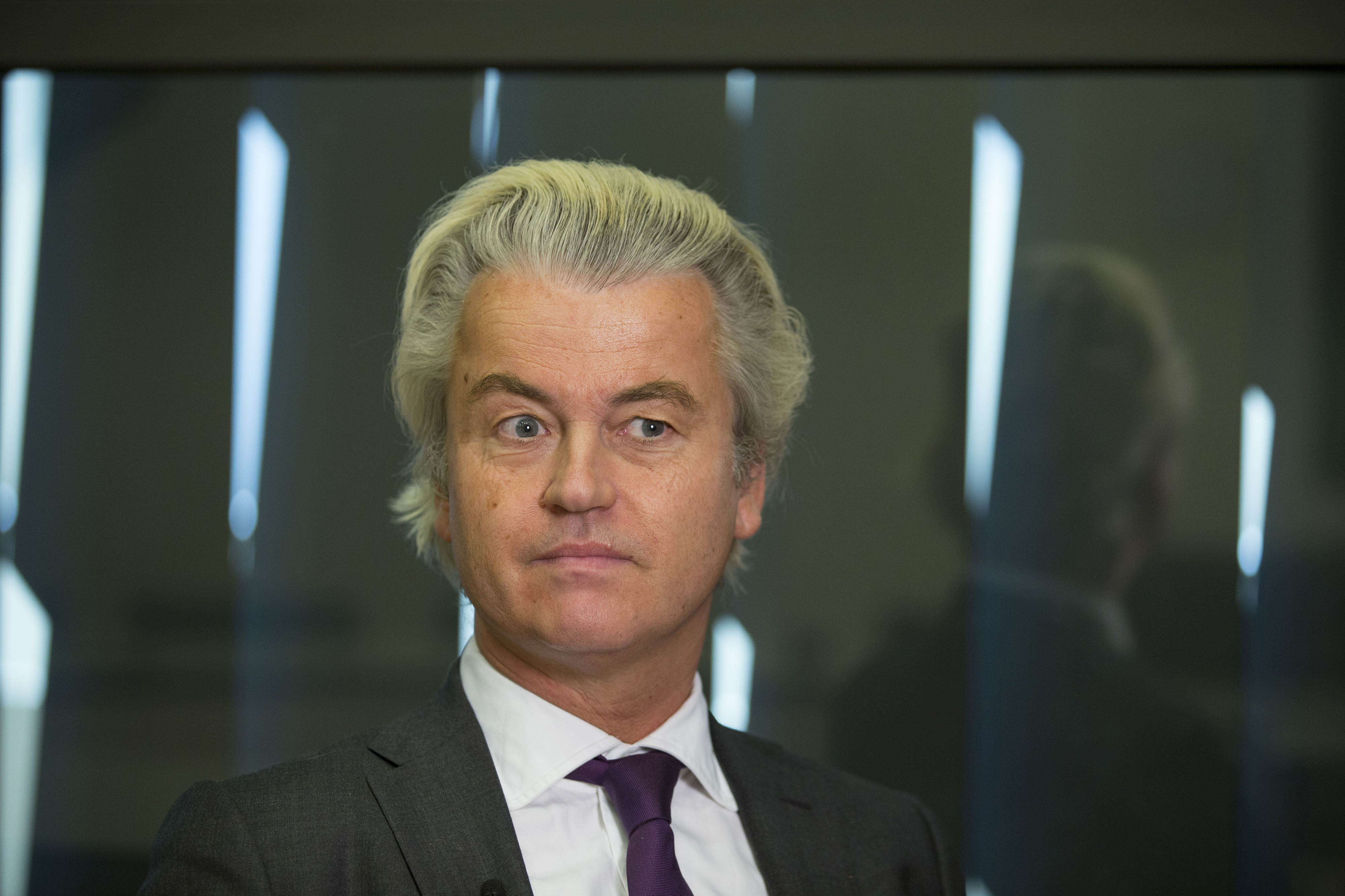 Geert Wilders, leader of the Freedom Party, reacts during an interview in The Hague, Netherlands, on Thursday, June 16, 2016.. (Jasper Juinen—Bloomberg via Getty Image)