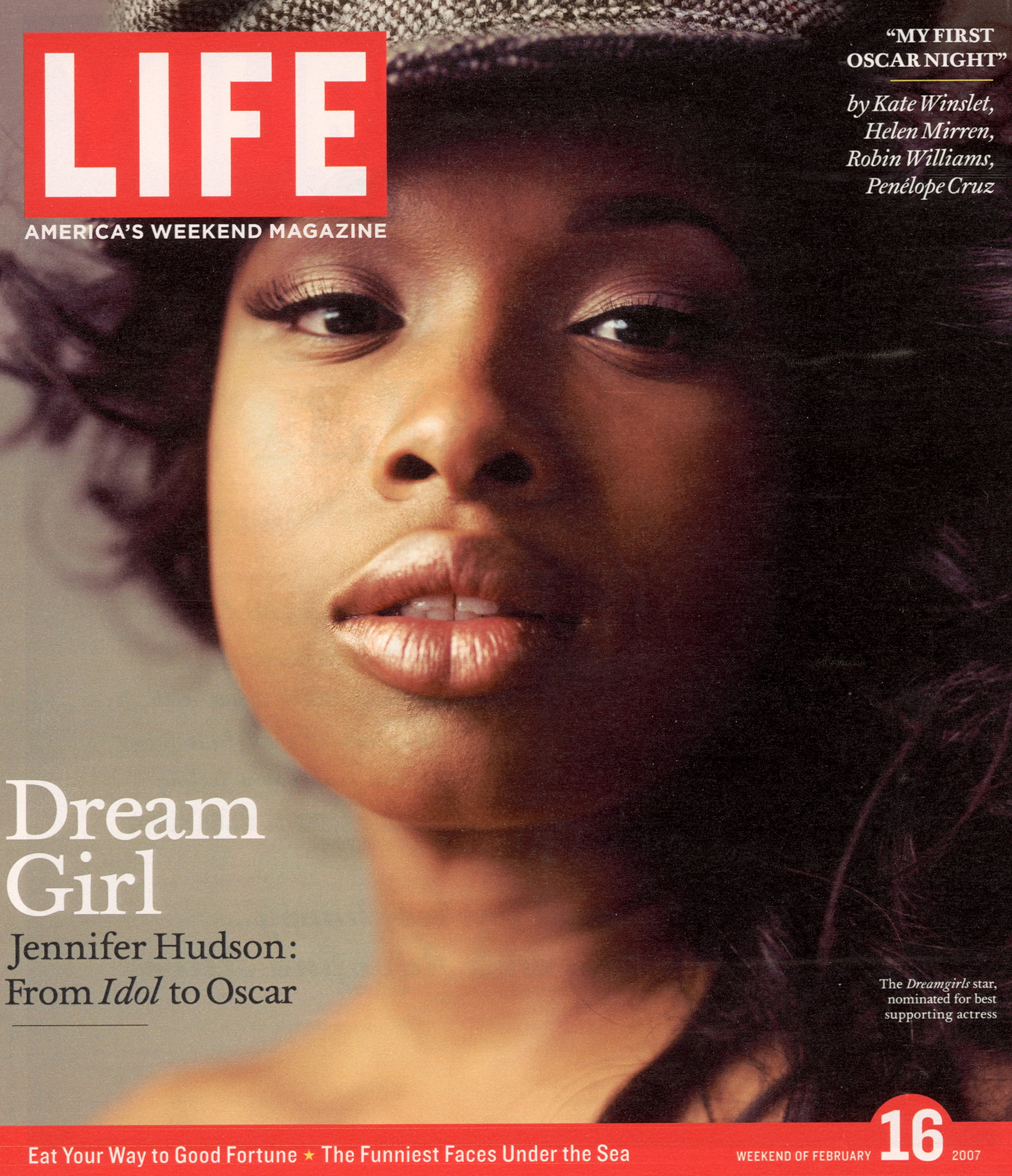 Portrait of Academy Award nominee Jennifer Hudson on LIFE Cover 02-16-2007.