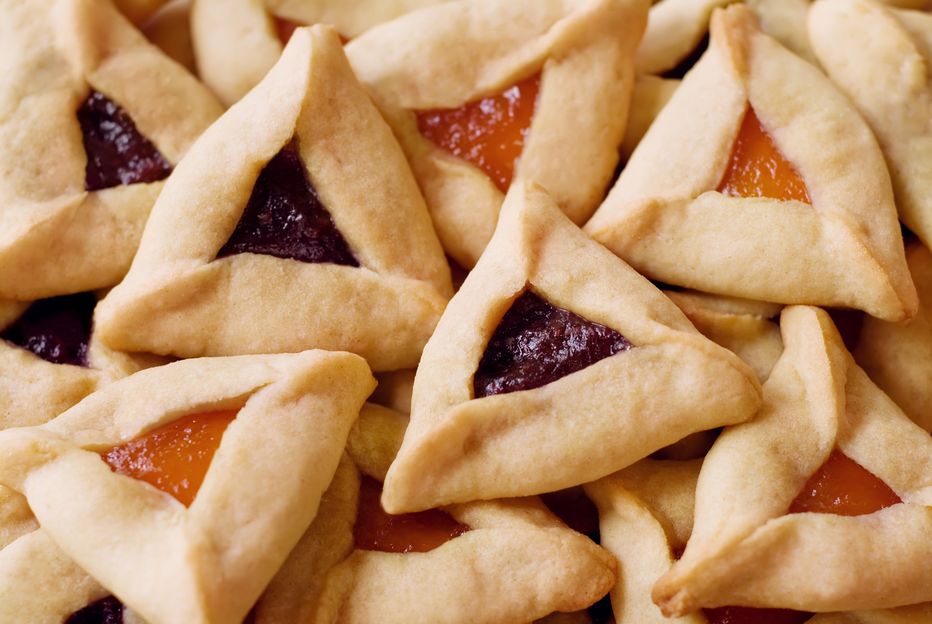 Close up of a pile of Hamantaschen Cookies