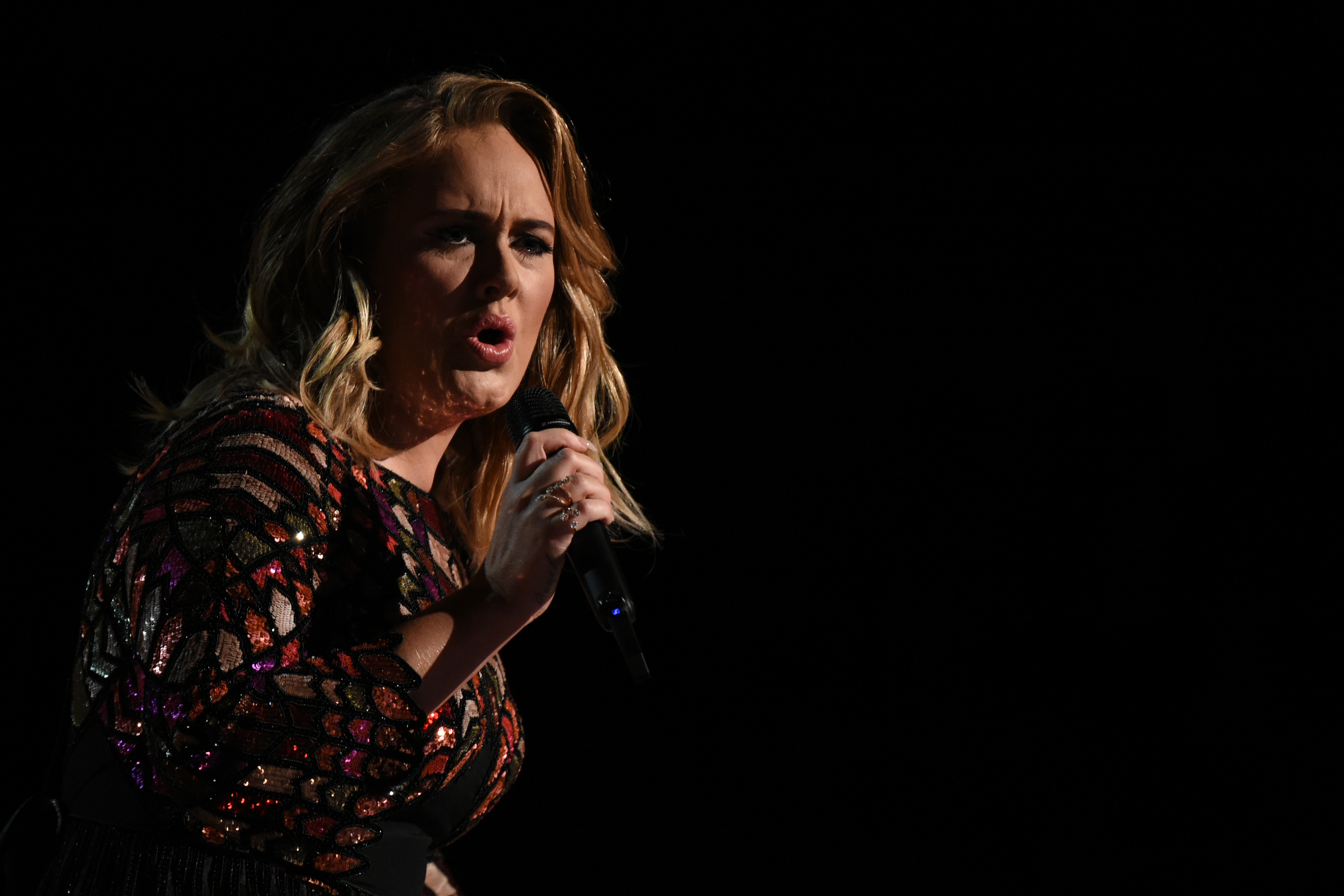British singer Adele performs onstage during the 59th Annual Grammy music Awards on February 12, 2017, in Los Angeles, California. (Valerie Macon—AFP—Getty Images)