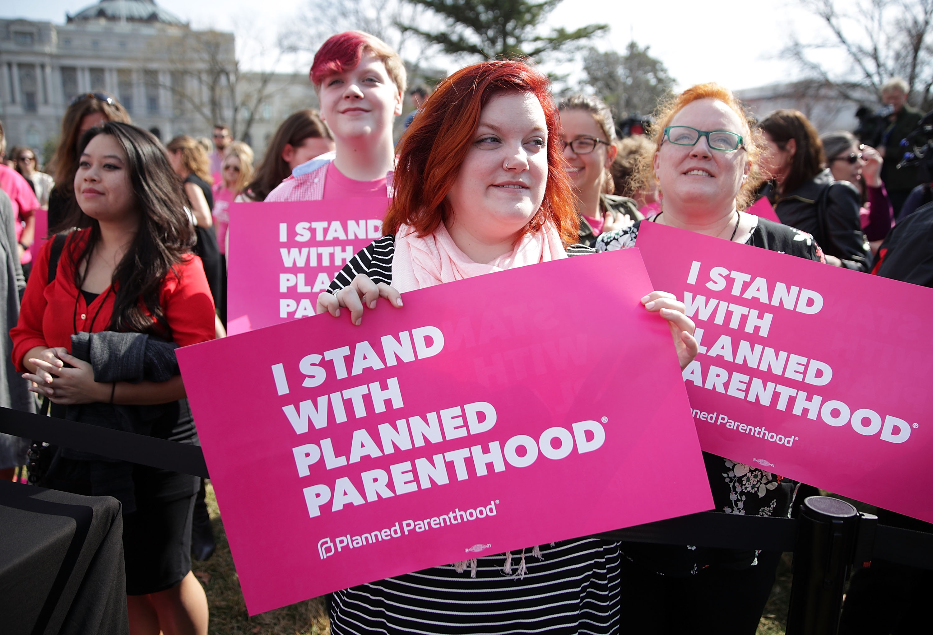 Activists participate in a rally to support Planned Parenthood March 1, 2017 on Capitol Hill in Washington, DC. (Alex Wong--Getty Images) (Alex Wong&mdash;Getty Images)