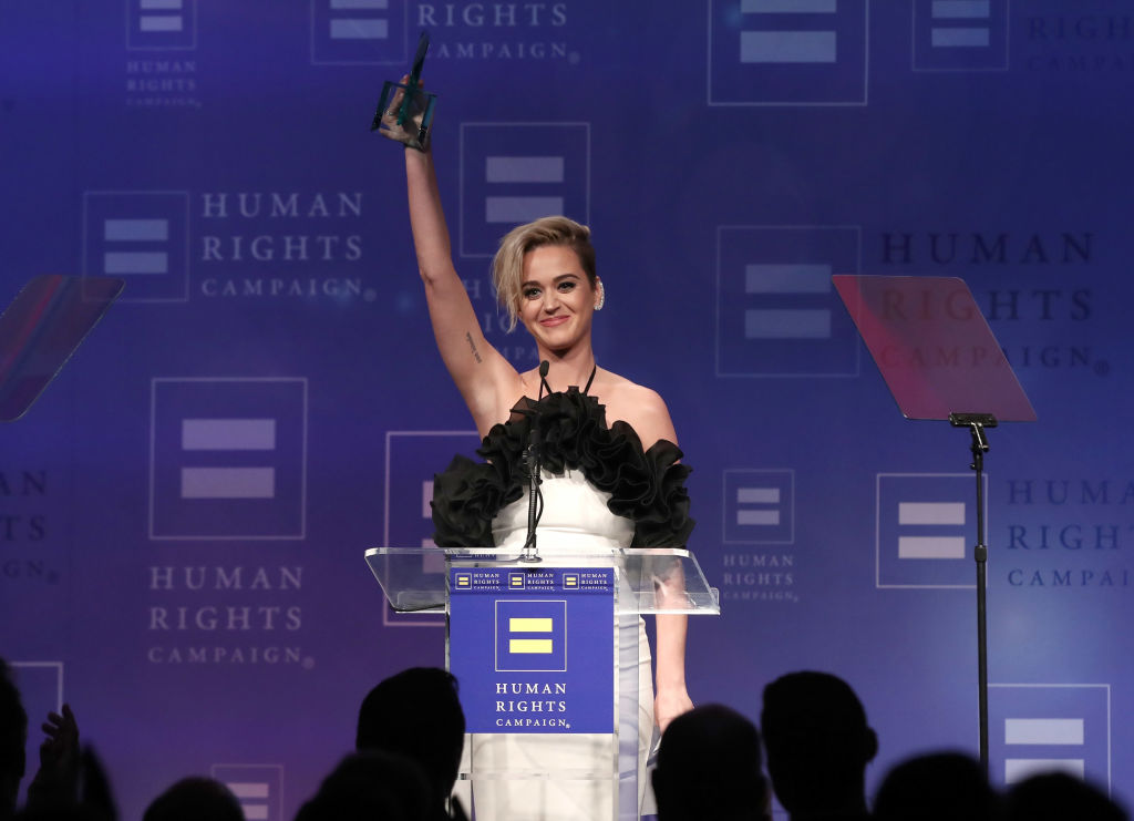 Honoree Katy Perry accepts the HRC National Equality Award at the Human Rights Campaign's 2017 Los Angeles Gala Dinner on March 18, 2017. (Todd Williamson—Getty Images)