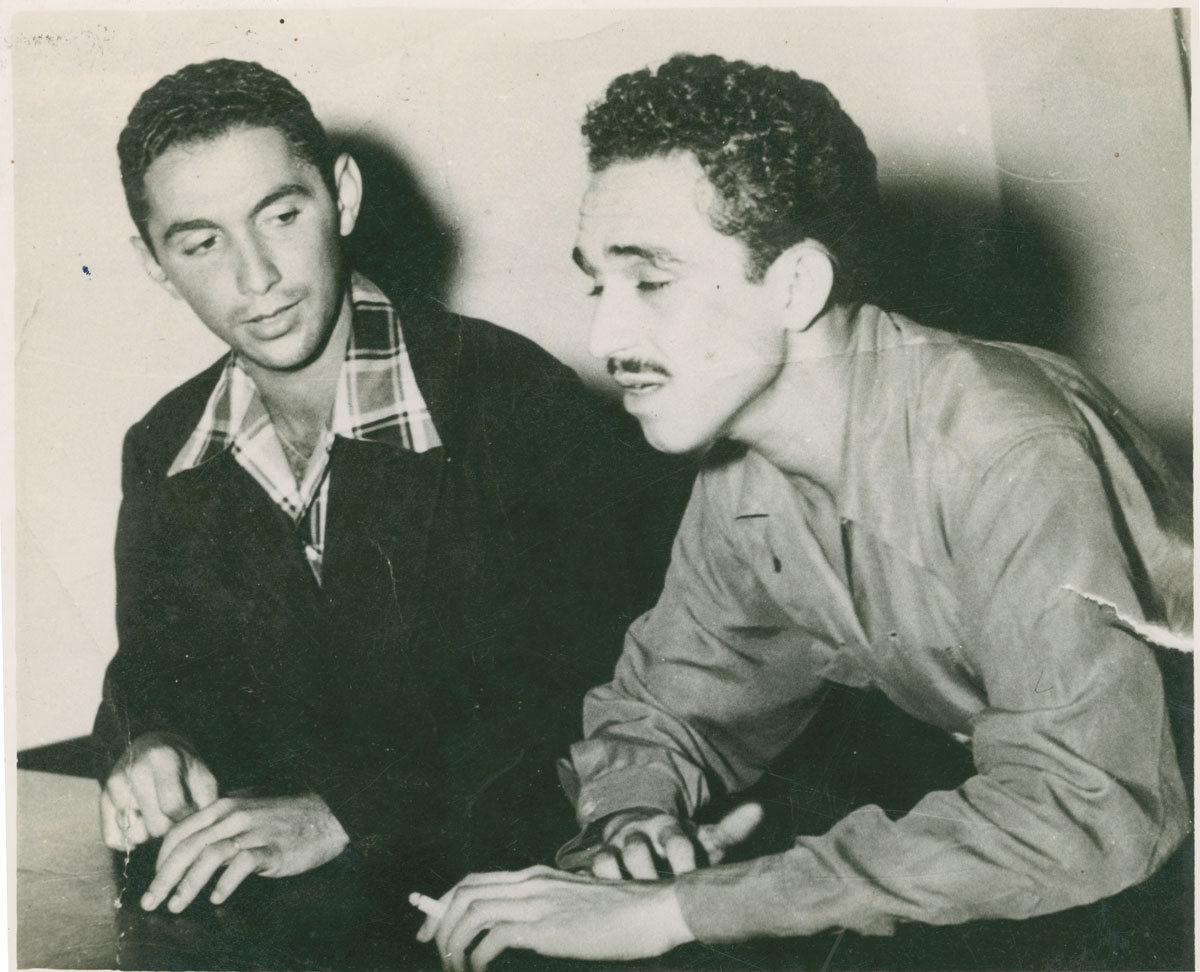 With Rafael Escalona (left), a Colombian composer; photographer and date unknown.