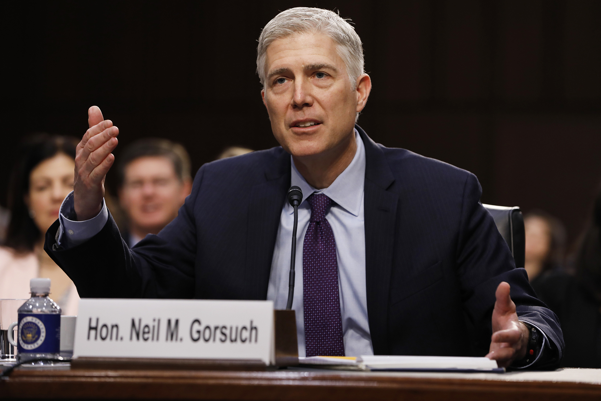 Neil Gorsuch, Supreme Court nominee for Donald Trump, speaks during a Senate Judiciary Committee confirmation hearing in Washington, D.C., on March 21, 2017. (Aaron P. Bernstein—Getty Images)