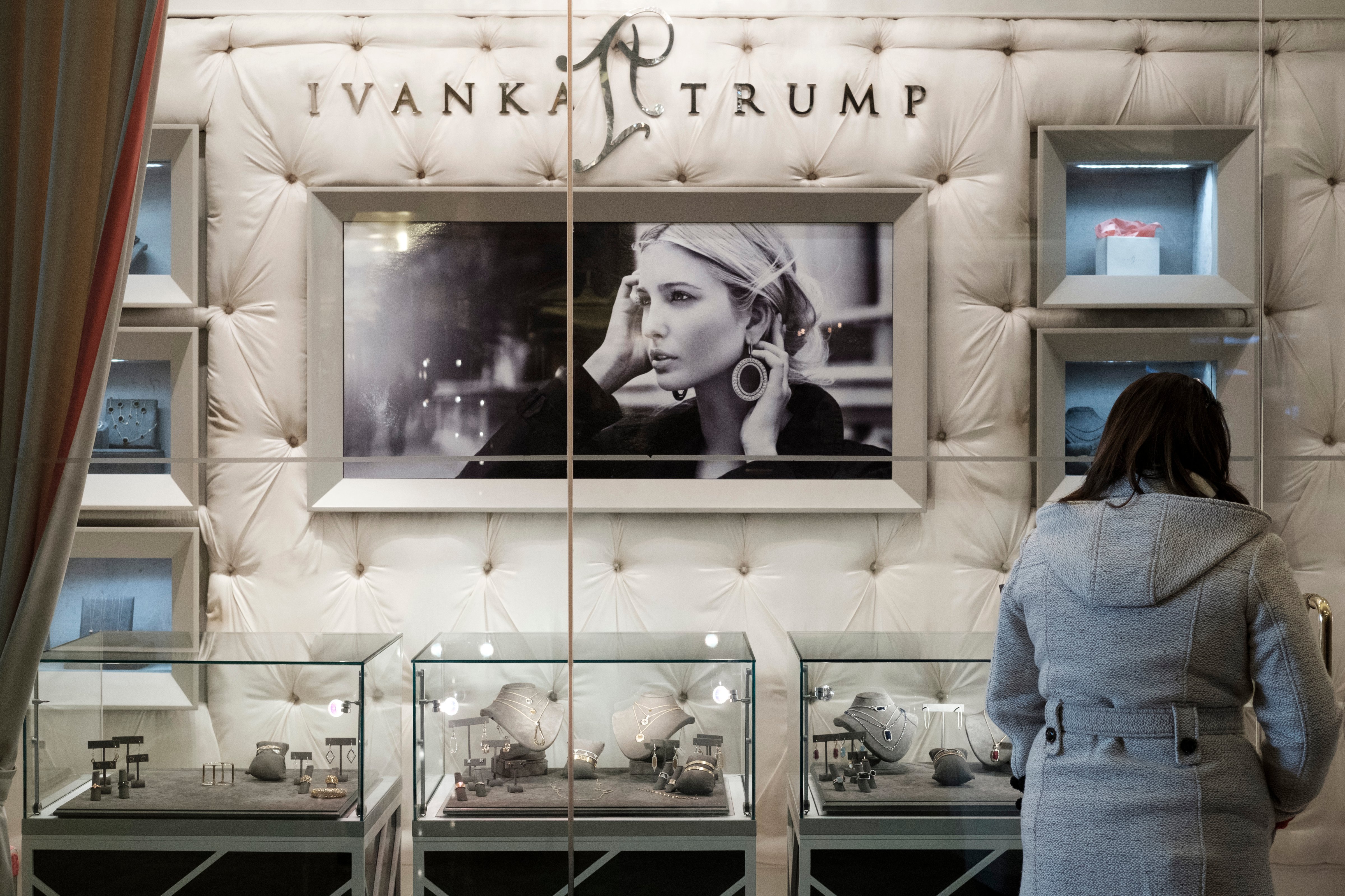 NEW YORK, NY - FEBRUARY 10: A woman browses jewelry for sale at the 'Ivanka Trump Collection' shop in the lobby at Trump Tower, February 10, 2017 in New York City. According to a market research firm Slice Intelligence, Ivanka Trump merchandise saw a 26 percent dip in sales in January 2017 compared to January 2016. Kellyanne Conway, a senior counselor to President Donald Trump, has been accused of ethics violations for promoting the Ivanka Trump fashion line during a television interview on Thursday. (Photo by Drew Angerer/Getty Images) (Drew Angerer&mdash;Getty Images)