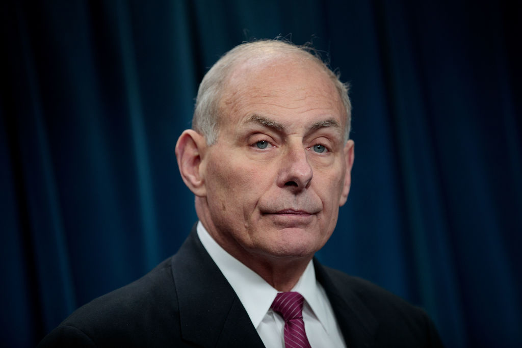 Secretary of Homeland Security John Kelly answers questions during a press conference related to President Donald Trump's recent executive order concerning travel and refugees, January 31, 2017 in Washington, DC. (Drew Angerer—Getty Images)