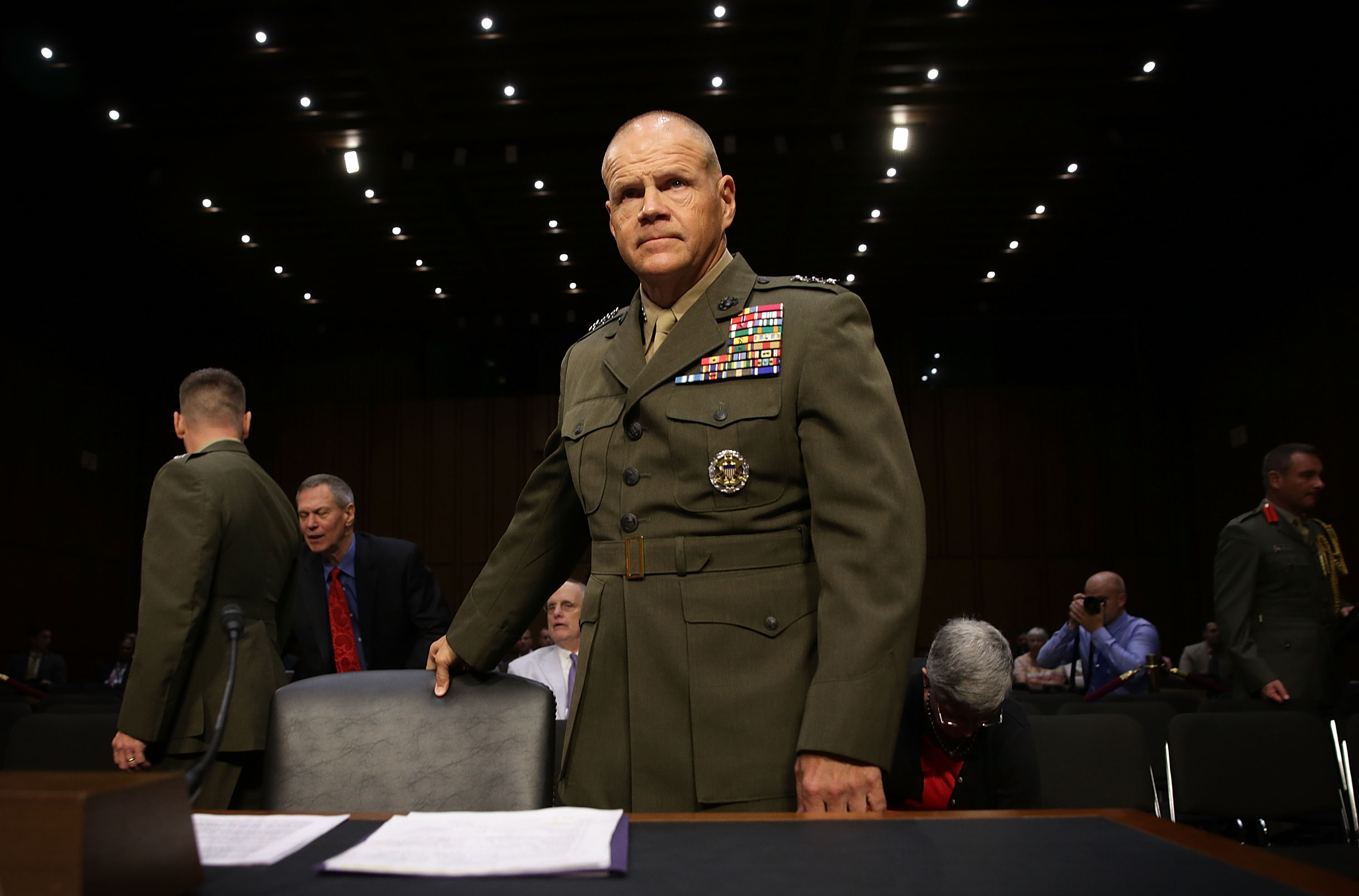 Lt. Gen. Robert Neller takes his seat during his confirmation hearing before the Senate Armed Services Committee on July 23, 2015 on Capitol Hill in Washington, D.C. (Alex Wong/Getty Images)