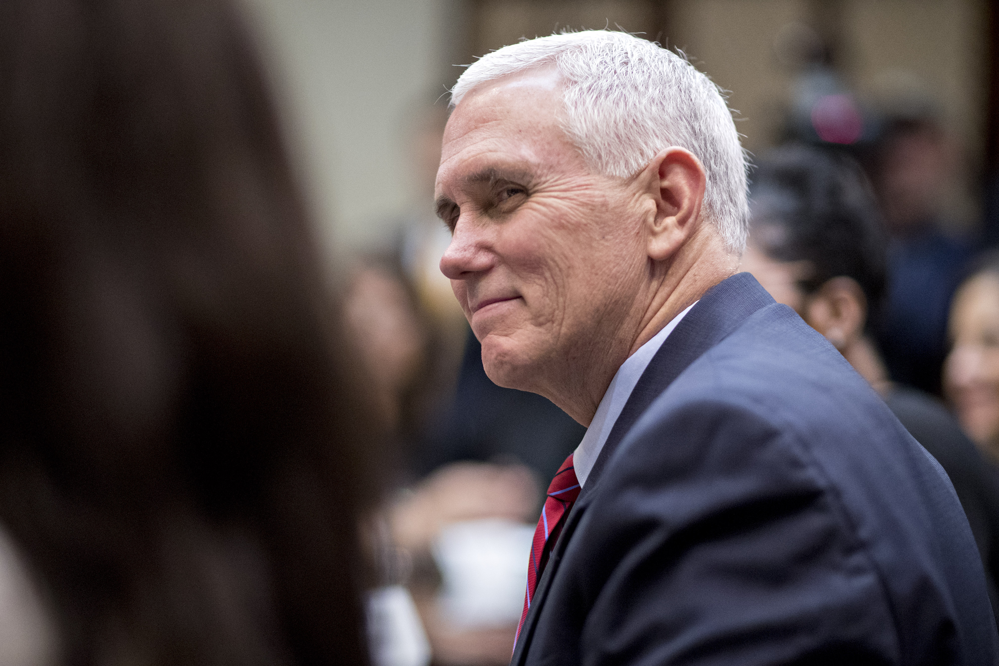 Vice President Pence listens while meeting with women small business owners with U.S. President Donald Trump, on March 27, 2017 in Washington, DC. (Pool—Getty Images)