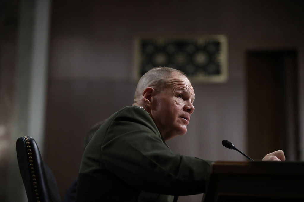 Commandant of the Marine Corps Gen. Robert Neller testifies before the Senate Armed Services Committee on Capitol Hill March 14, 2017 in Washington, DC. (Win McNamee—Getty Images)