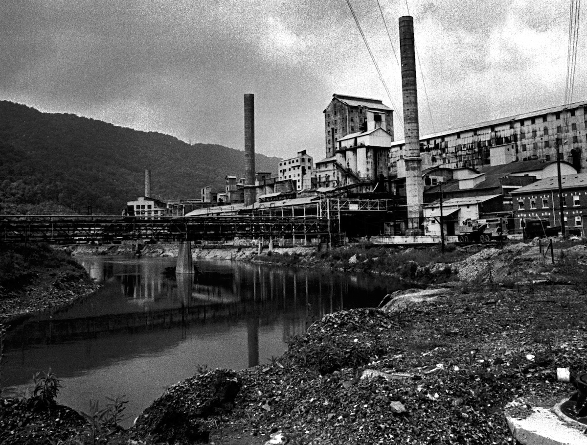The Olin Mathieson Alkali Works plant (seen in 1968) in the Appalachian town of Saltville, Va,, for decades dumped its calcium chloride effluent into the North Fork of the Holston River which flowed past the plant. In 1970 the company announced it could not meet the new Environmental Protection Agency (EPA) water pollution standards and would close the plant. (Robert Alexander—Getty Images)