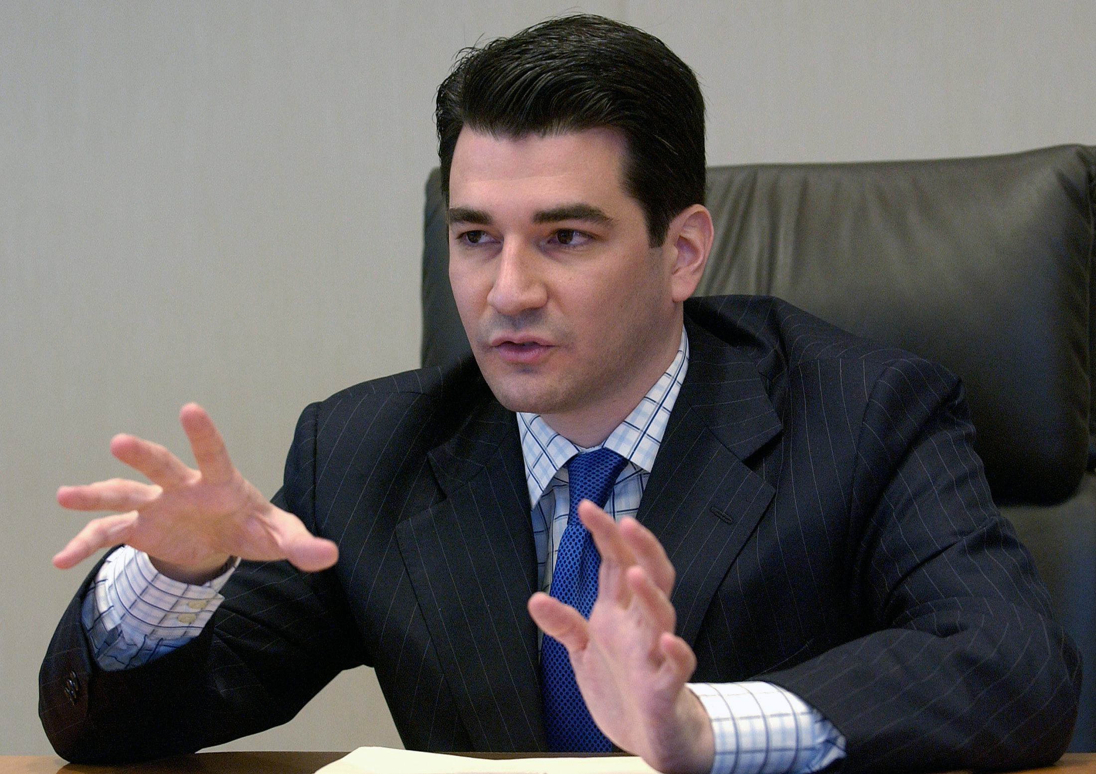Scott Gottlieb speaks to reporters at the Reuters Health summit in New York, on Nov. 8, 2005. (Chip East—Reuters)