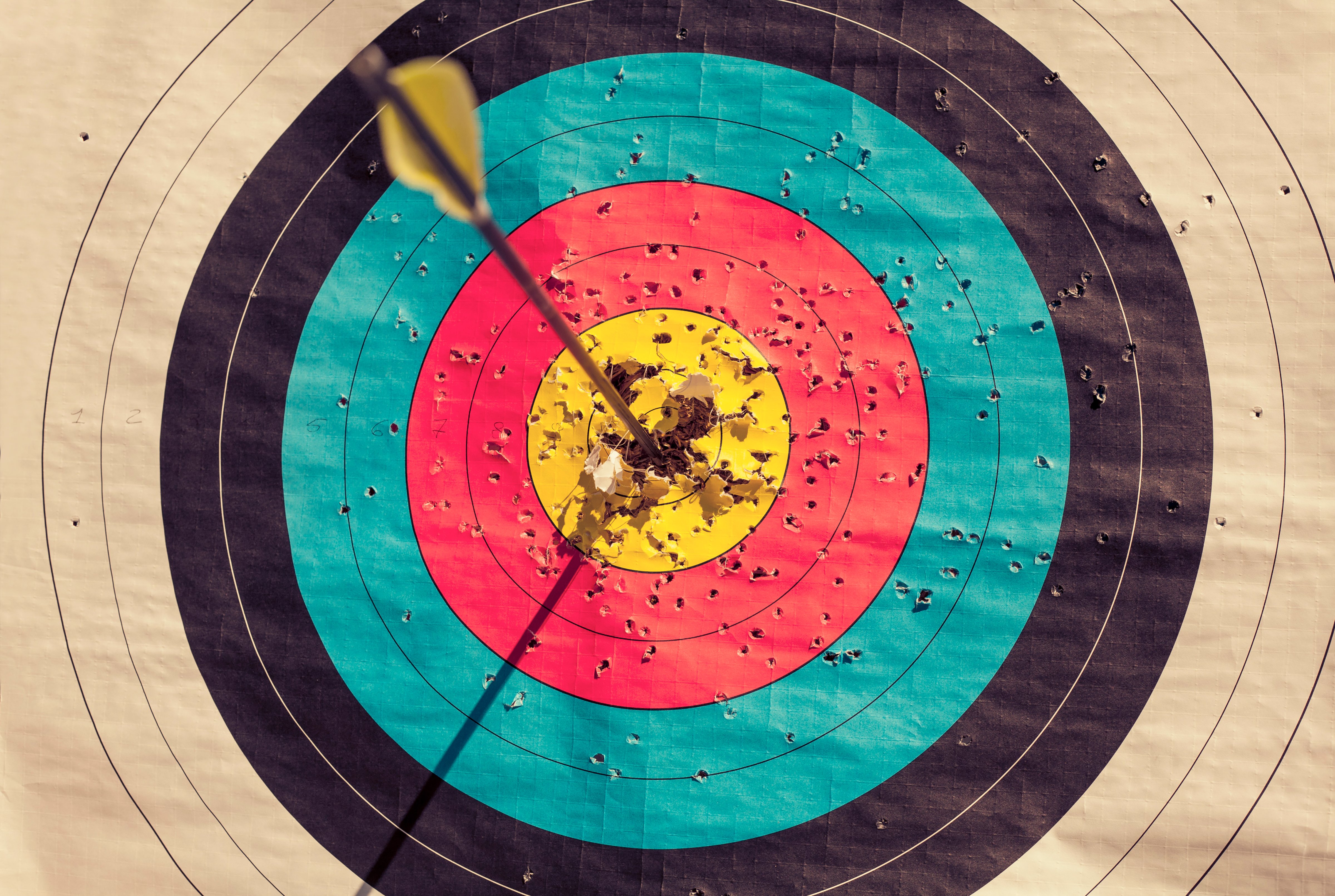 Archery target with arrow in the centre