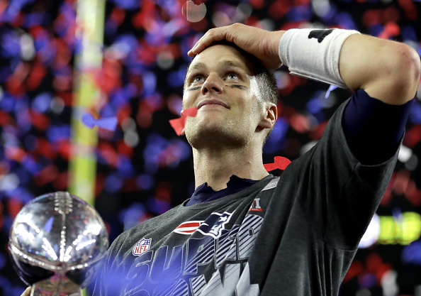 Tom Brady celebrates after Super Bowl 51 on February 5, 2017 in Houston, Texas.