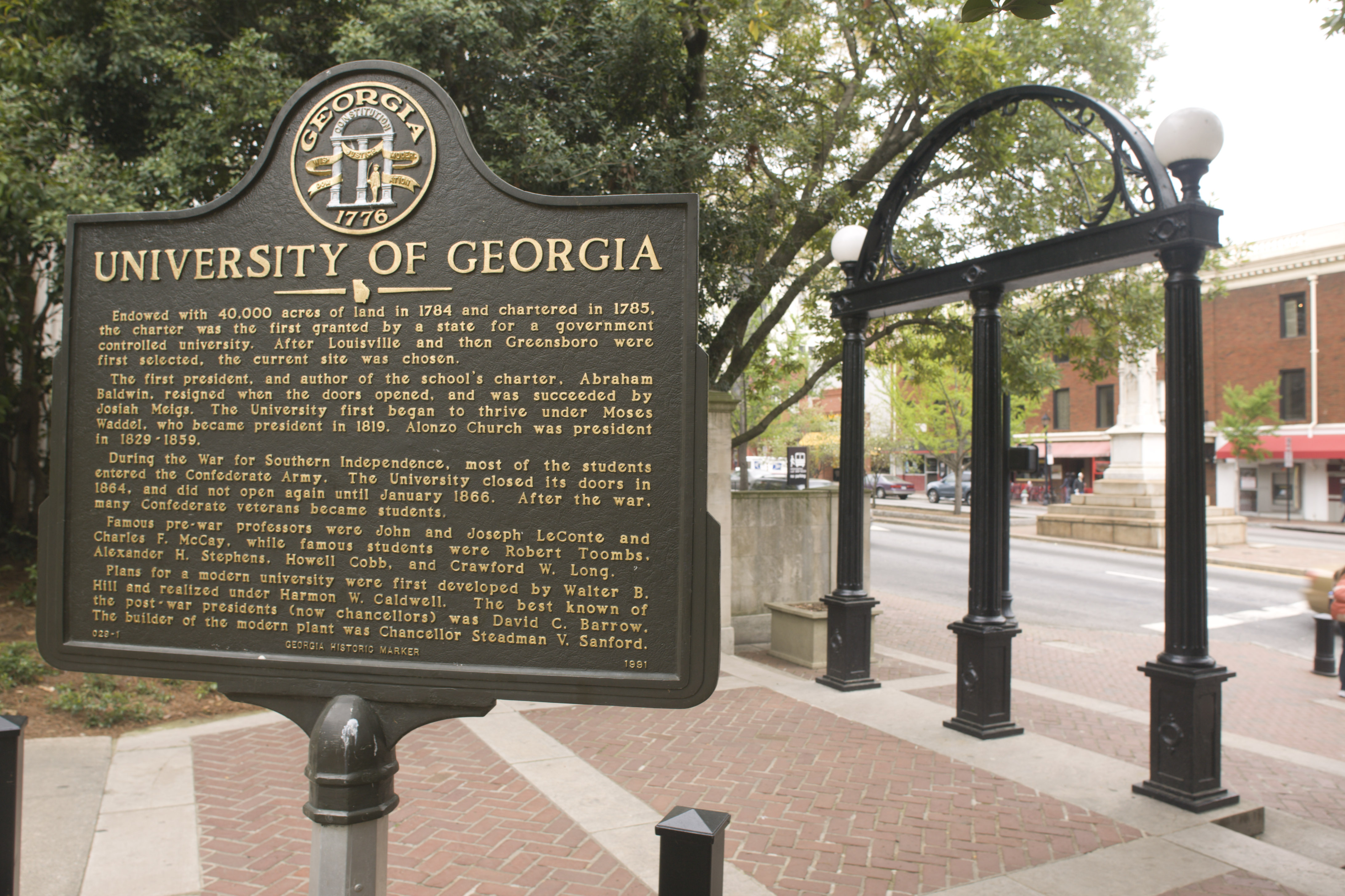 Close-up view of the Georgia Arch on the University of Georgia Bulldogs campus in Athens, Georgia. (Dot Paul—University of Georgia/Getty Images)