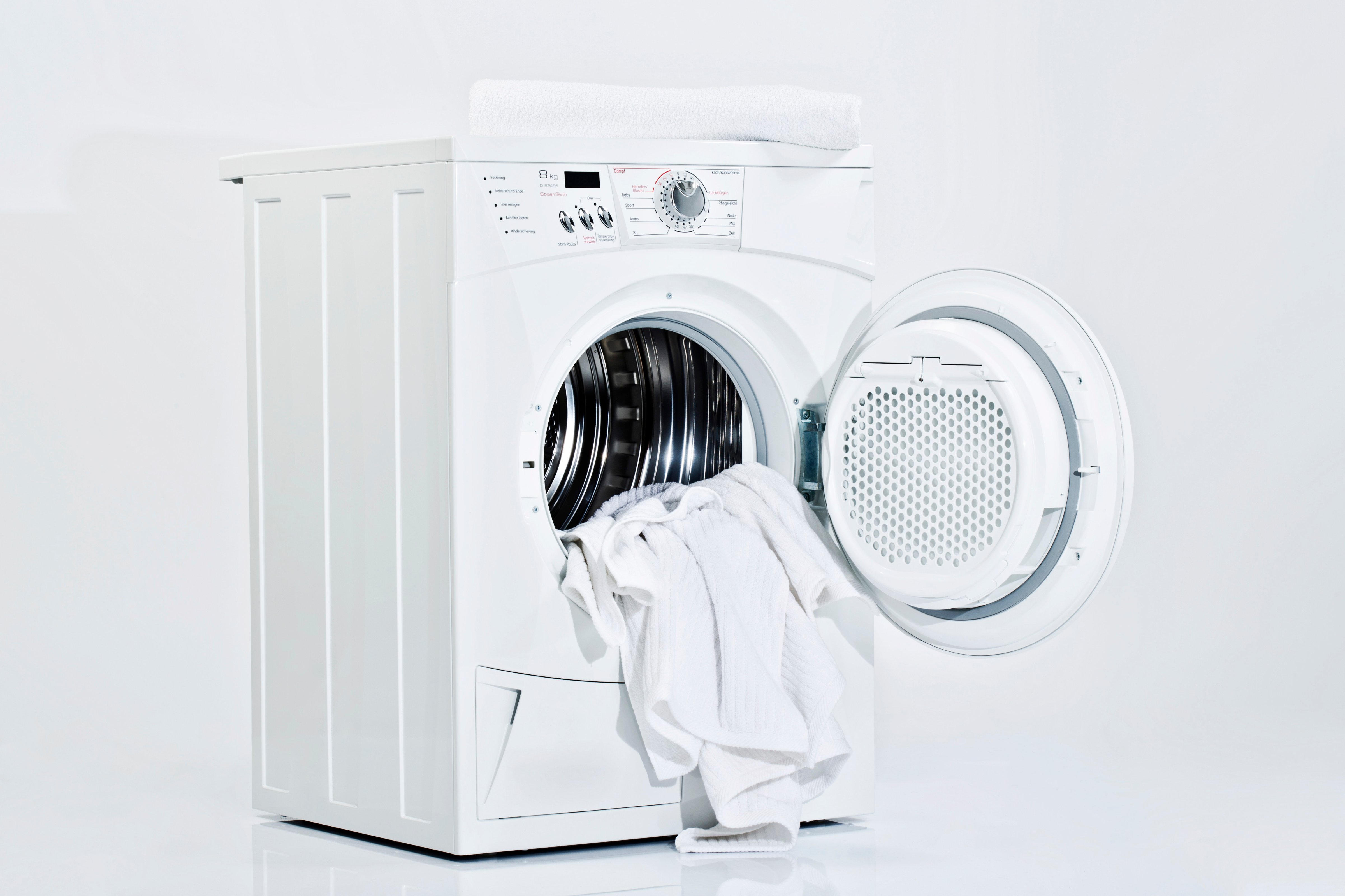 Washing machine on white background