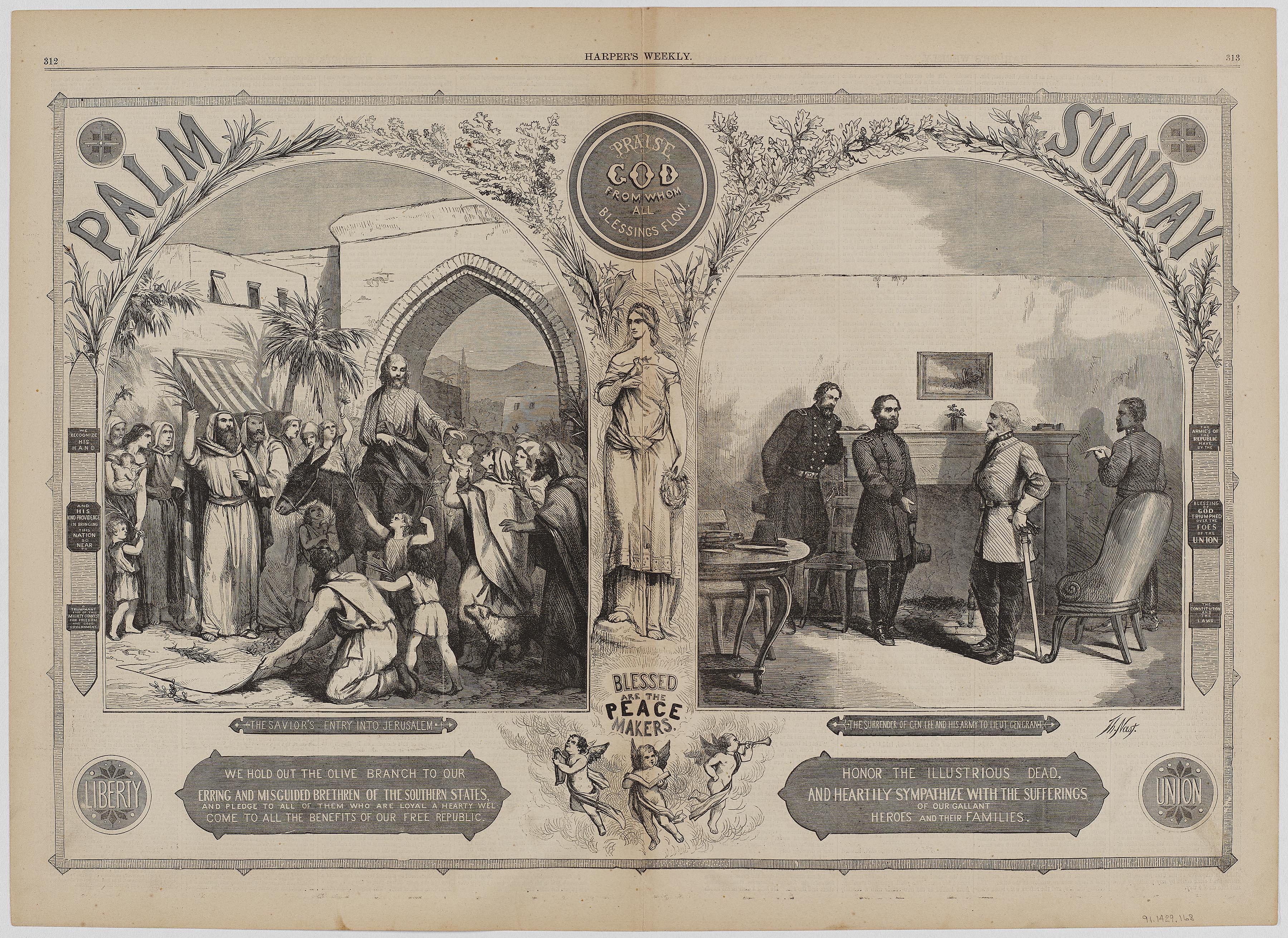 Thomas Nast's 'Palm Sunday' from Harper’s Weekly Magazine, May 20, 1865 (Courtesy of The Museum of Fine Arts, Houston: gift of Dr. Mavis P. and Mary Wilson, Kelsey)
