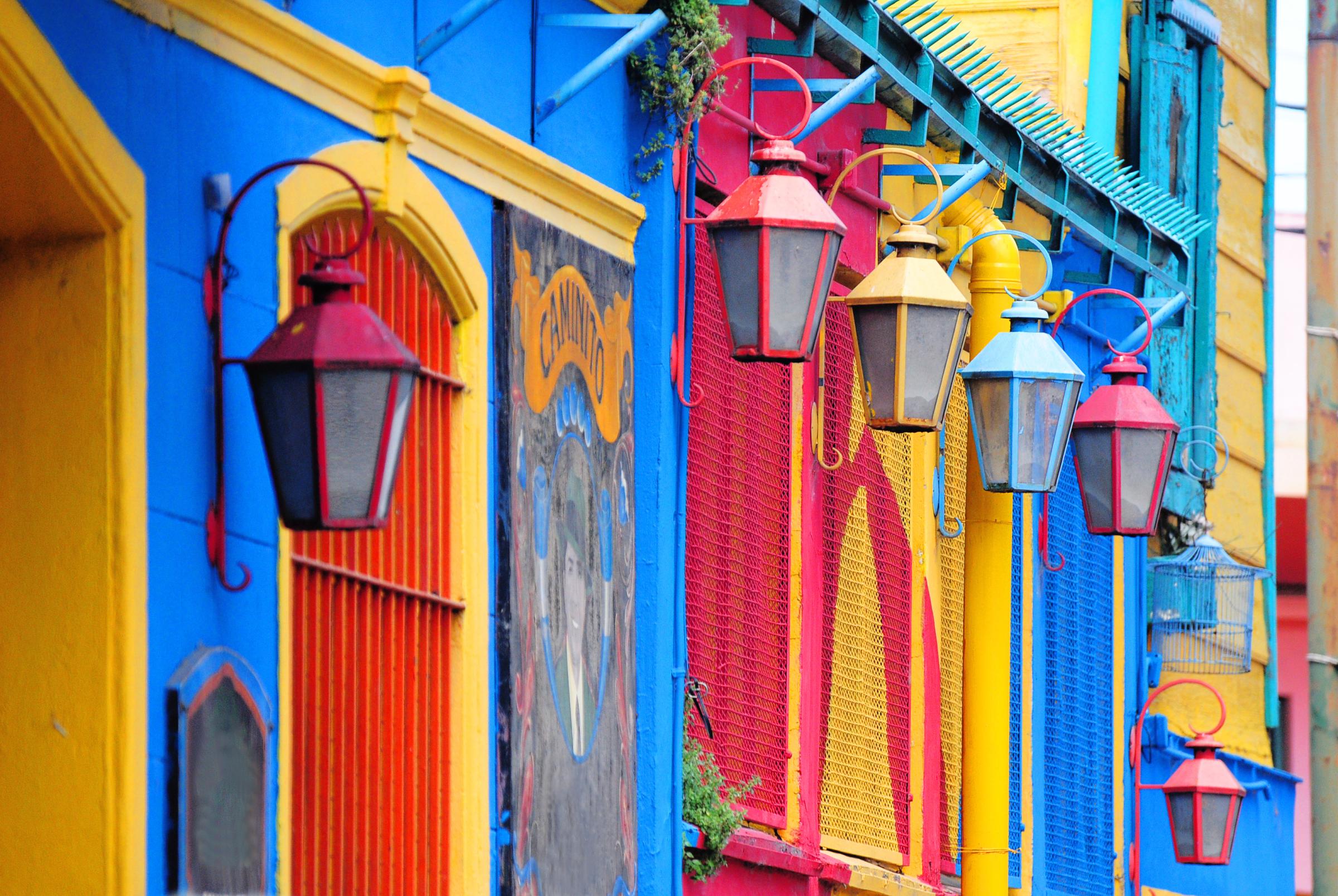 Colorful walls and lamp