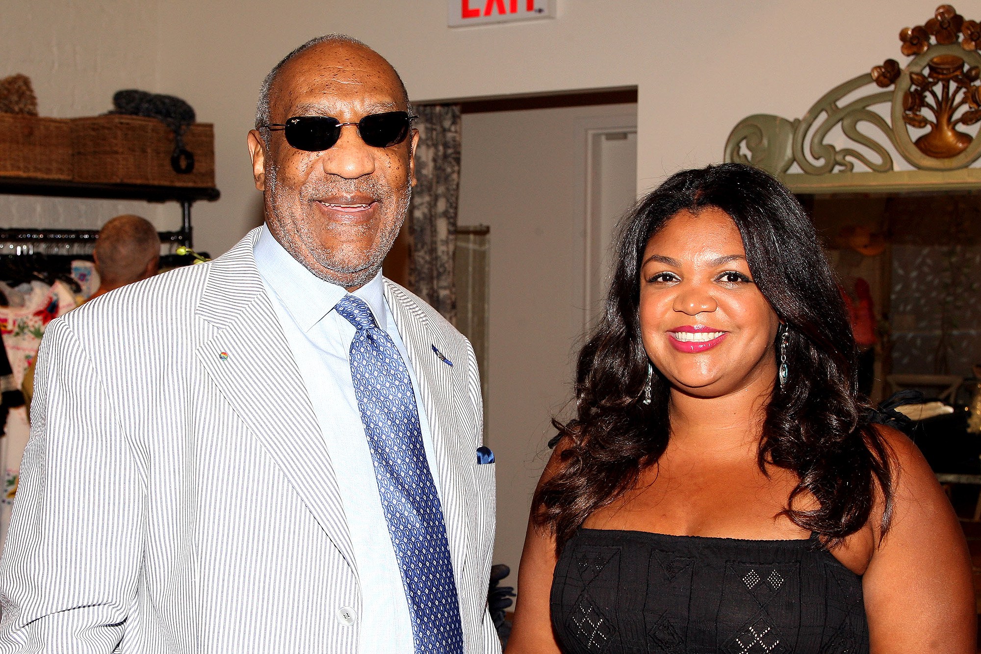 Evin Cosby and her father actor Bill Cosby attend the launch of her store pb&amp;Caviar on Aug. 7, 2008 in New York City. (Bryan Bedder&mdash;Getty Images)