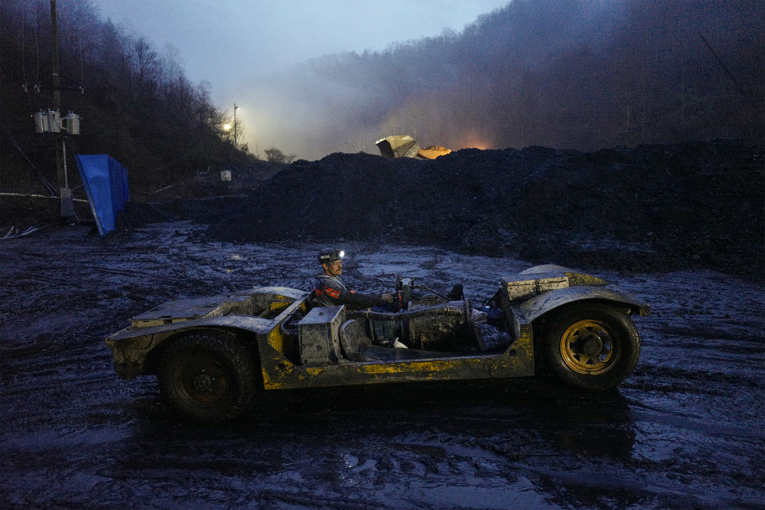 A coal miner appears at a Southern Coal Corporation underground coal mine in Monroe County, W.Va., on Mar. 17, 2017.