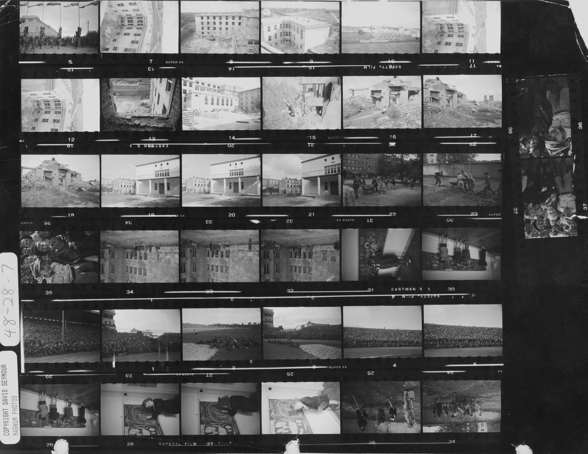 Contact sheet showing the school buildings in 1948. (David ‘Chim' Seymour—Magnum Photos)