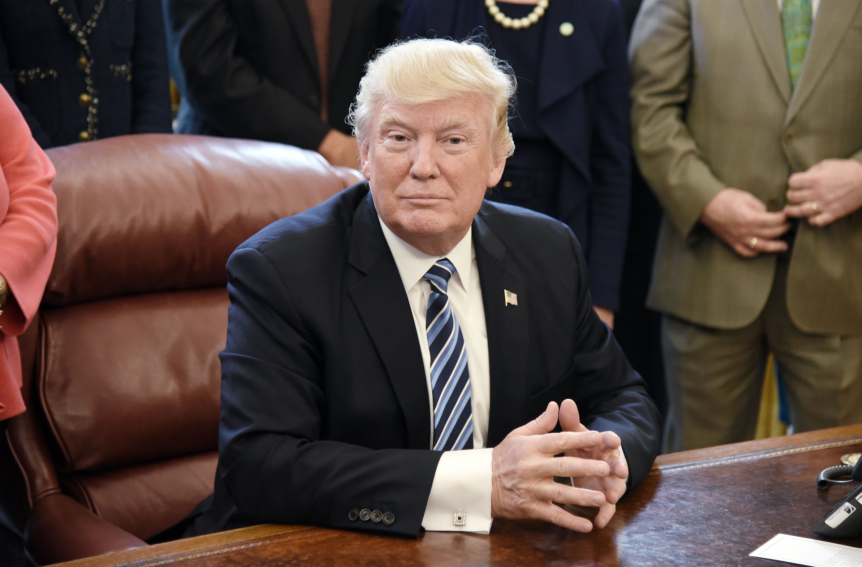 U.S. President Donald Trump looks on after signing a Memorandum on Aluminum Imports and Threats to National Security in the Oval Office on April 27, 2017 in Washington, DC. (Olivier Douliery—Pool/Getty Images)