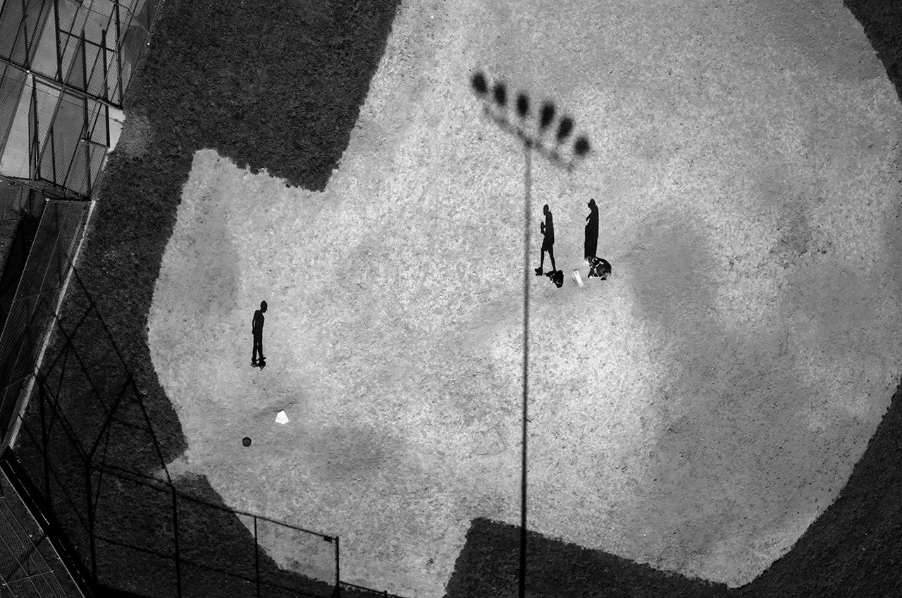 From the series  Blue Sky Days - Drone War.  Baseball practice in Montgomery County, Maryland.