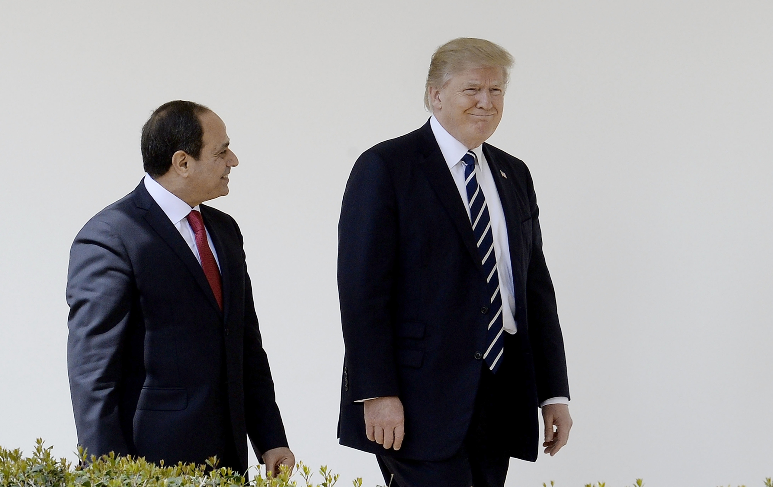 President Donald Trump and Egypt President Abdel Fattah Al Sisi leave the Oval Office of The White House on April 3, 2017 in Washington, D.C. (Olivier Douliery—Getty Images)