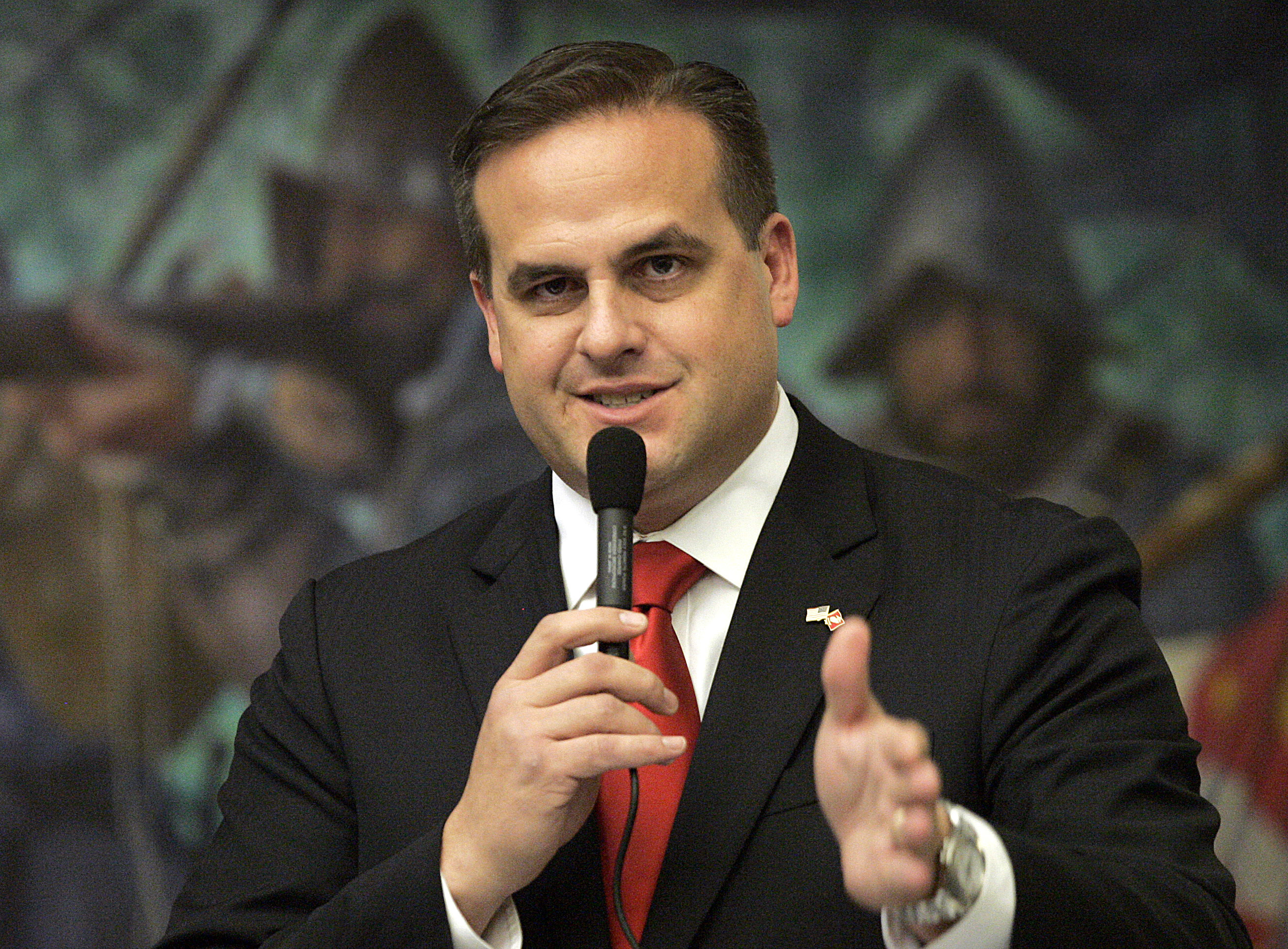 Republican state senator Frank Artiles asking a question about a pip insurance bill during house session in Tallahassee, FL, on March 9, 2012. (Steve Cannon—AP)