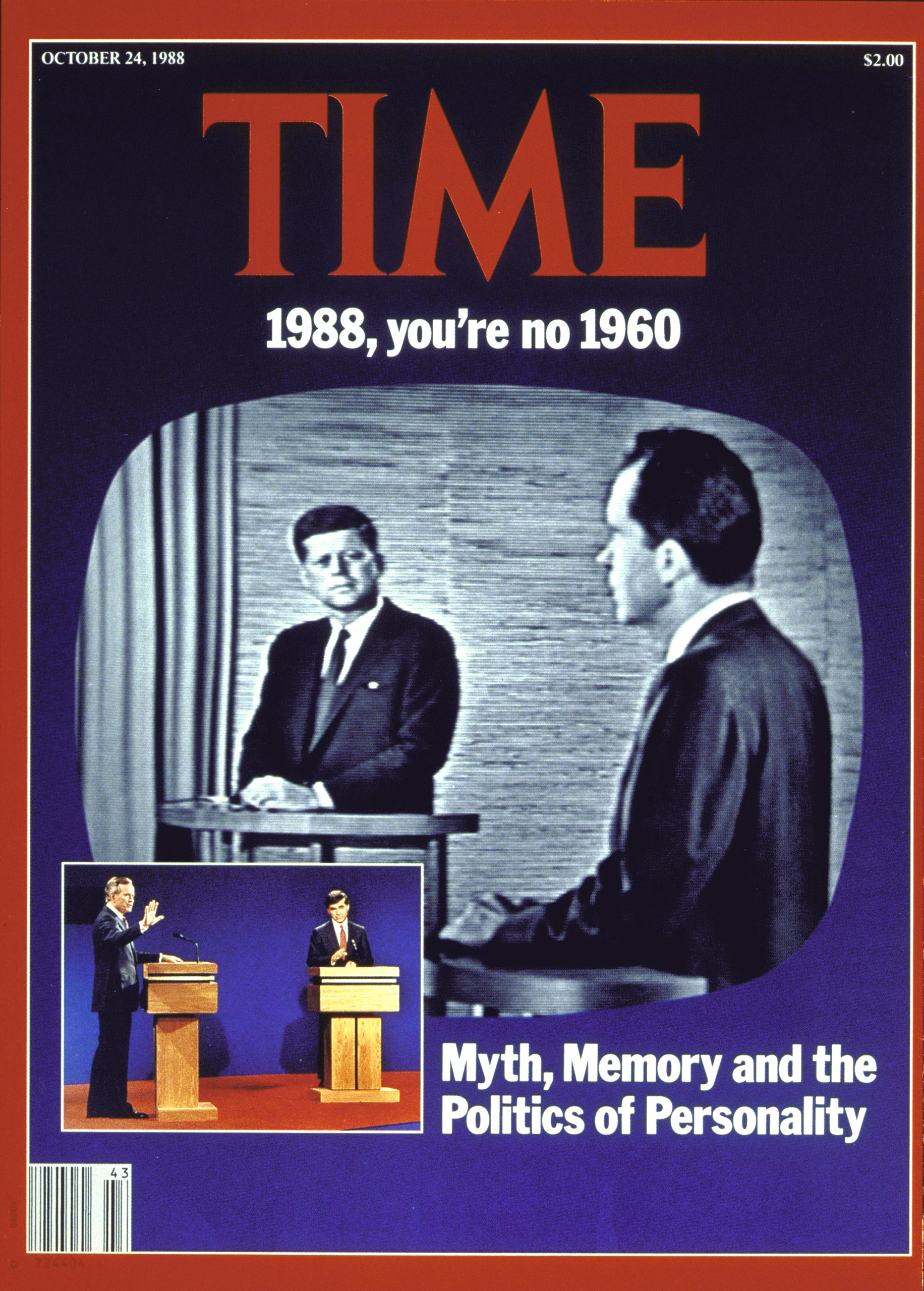 October 24, 1988 cover of TIME magazine. Cover photos: 1960 debate by Paul Schutzer, 1988 debate by Steve Liss.