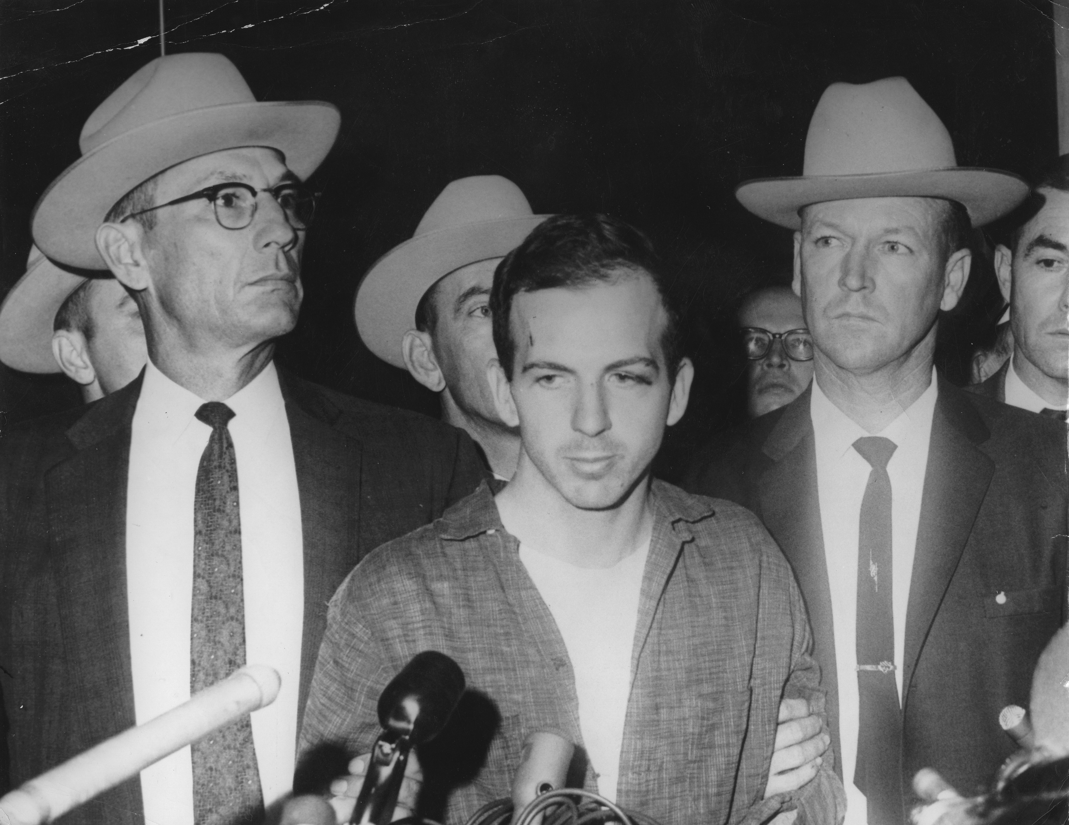 Alleged Kennedy assassin Lee Harvey Oswald shortly after his arrest, November 1963. (Imagno—Getty Images)