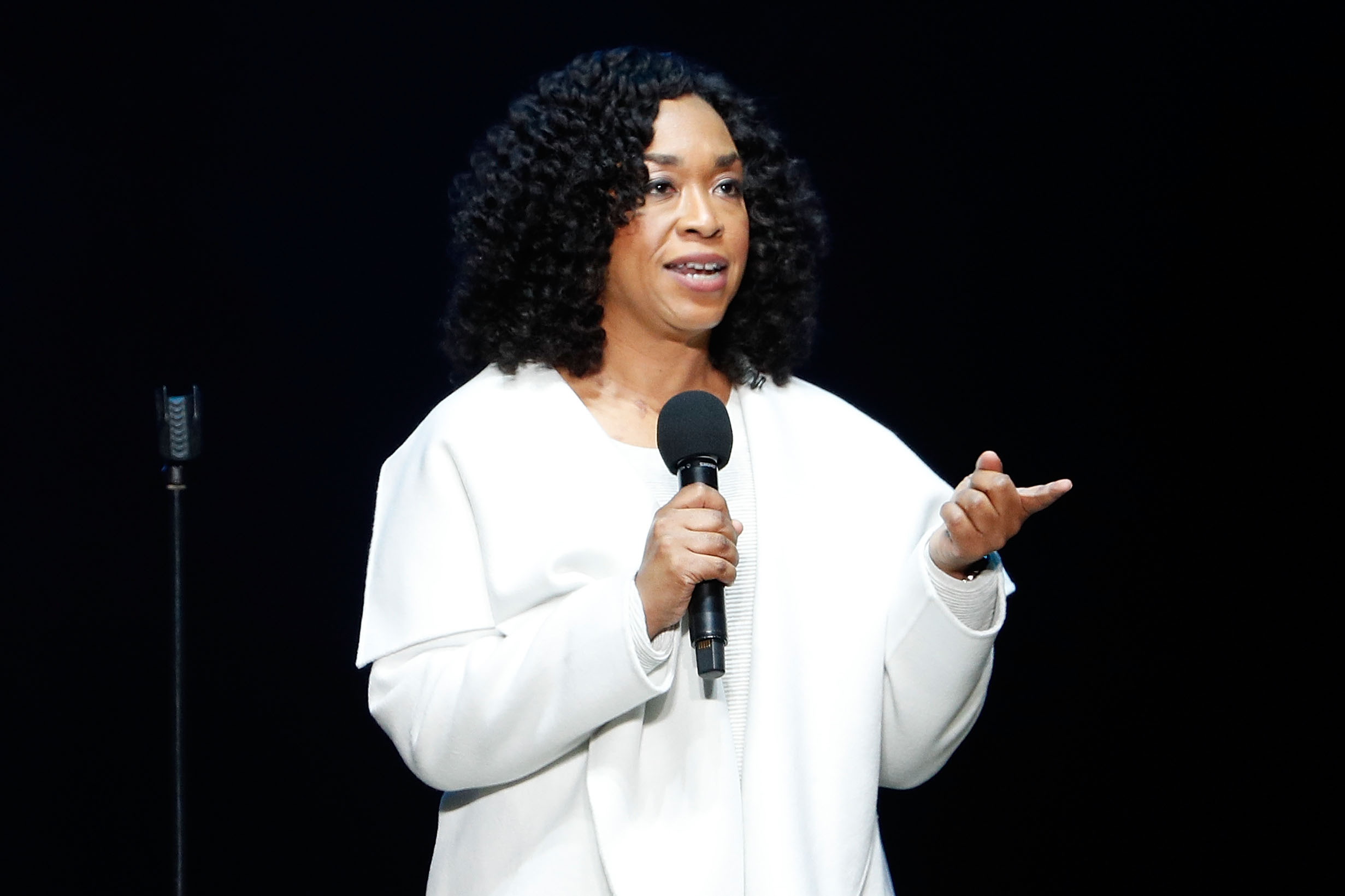 Shonda Rhimes speaks during a Hillary Clinton campaign rally at Mann Center For Performing Arts on November 5, 2016 in Philadelphia, Pennsylvania. (Taylor Hill—WireImage)